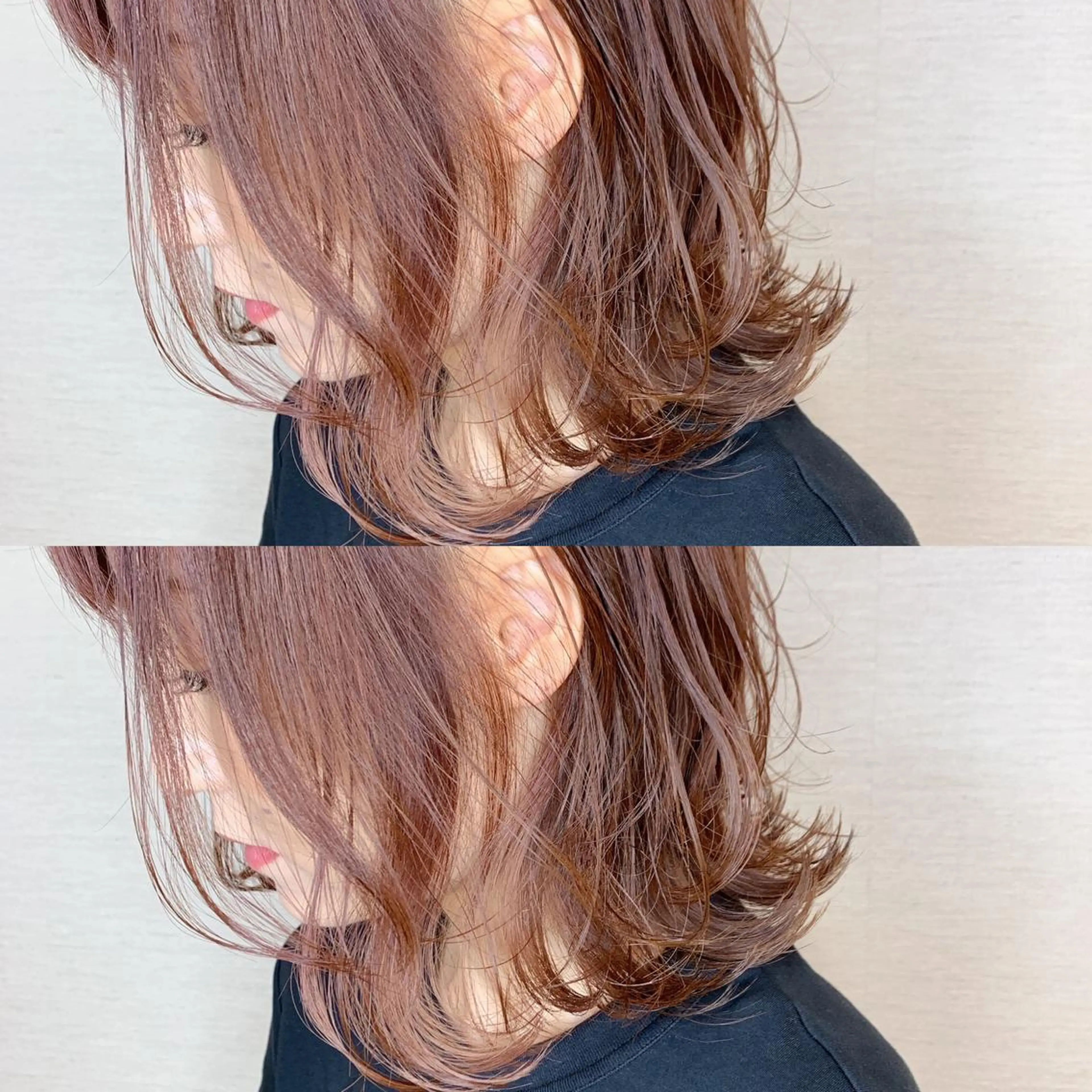 ミディアム カラー 韓国レイヤーカット/ ダブルカラーのヘアスタイル