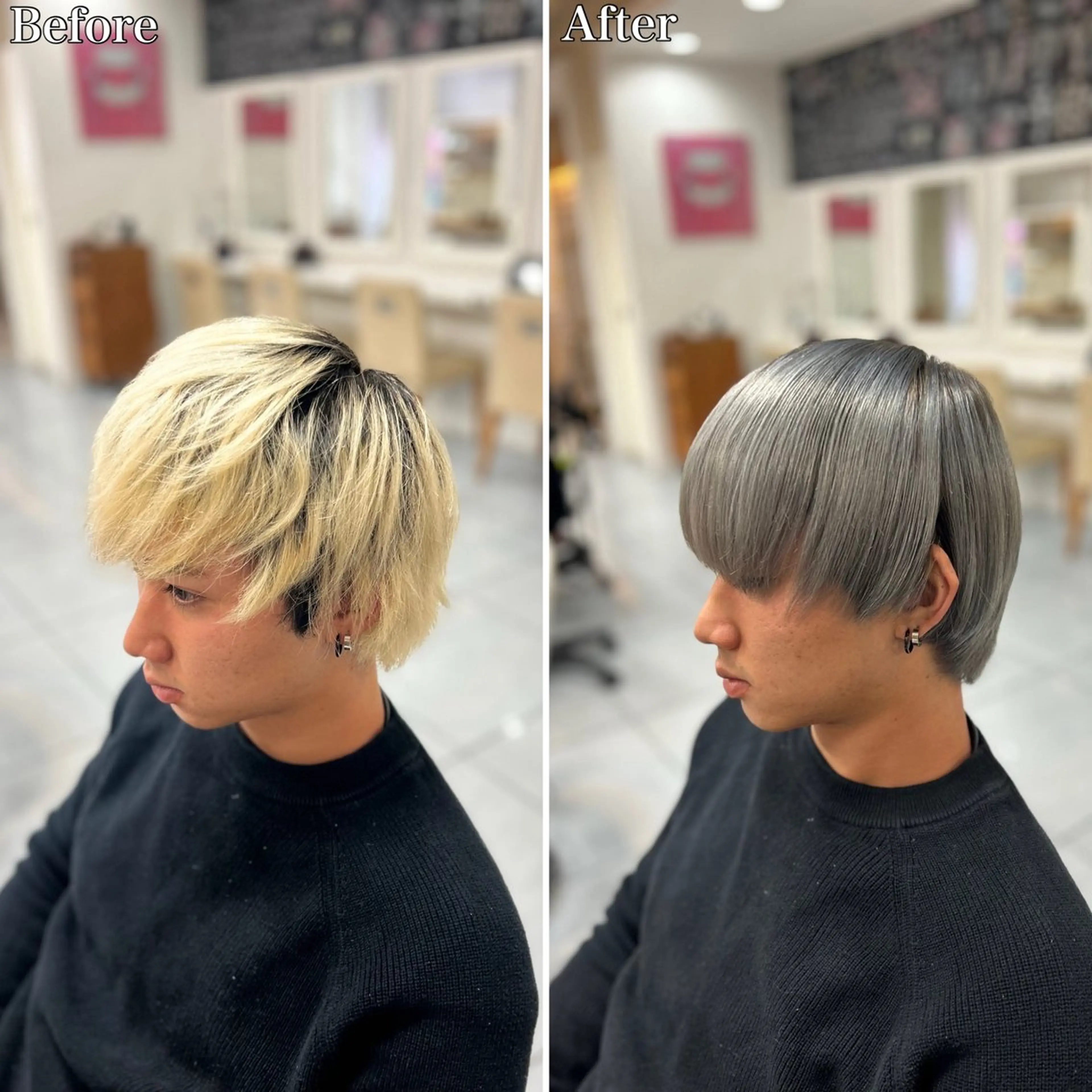 セミロング カラー メンズ メンズブリーチ ブリーチ くせ毛 髪質改善 トリートメント カット ヘアカラー トリートメント 🔮メンズ縮毛矯正 毛流れパーマ💎竹永のヘアスタイル