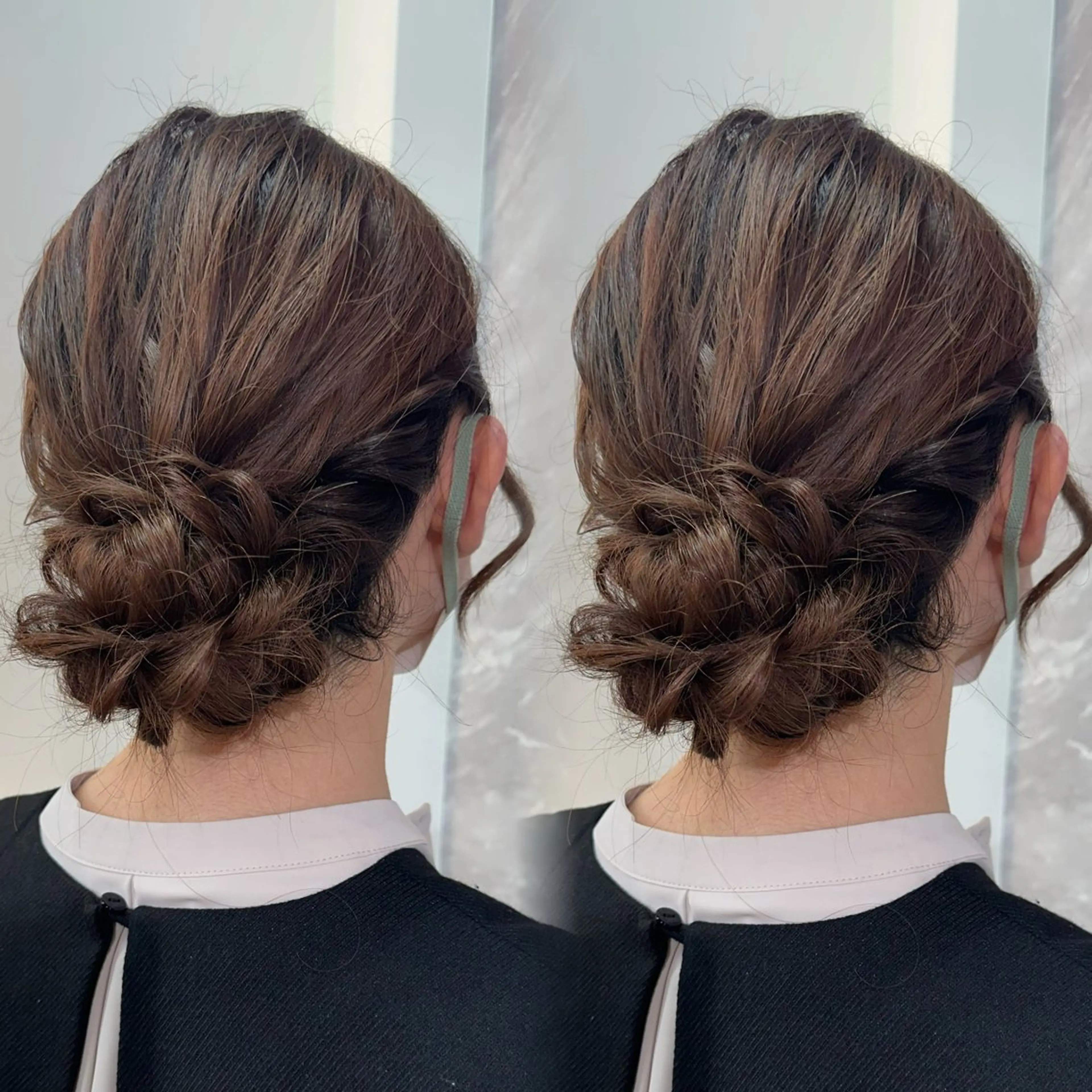 セミロング ヘアアレンジ ヘアセット Rio🎀 カラー/顔周りカットのヘアスタイル