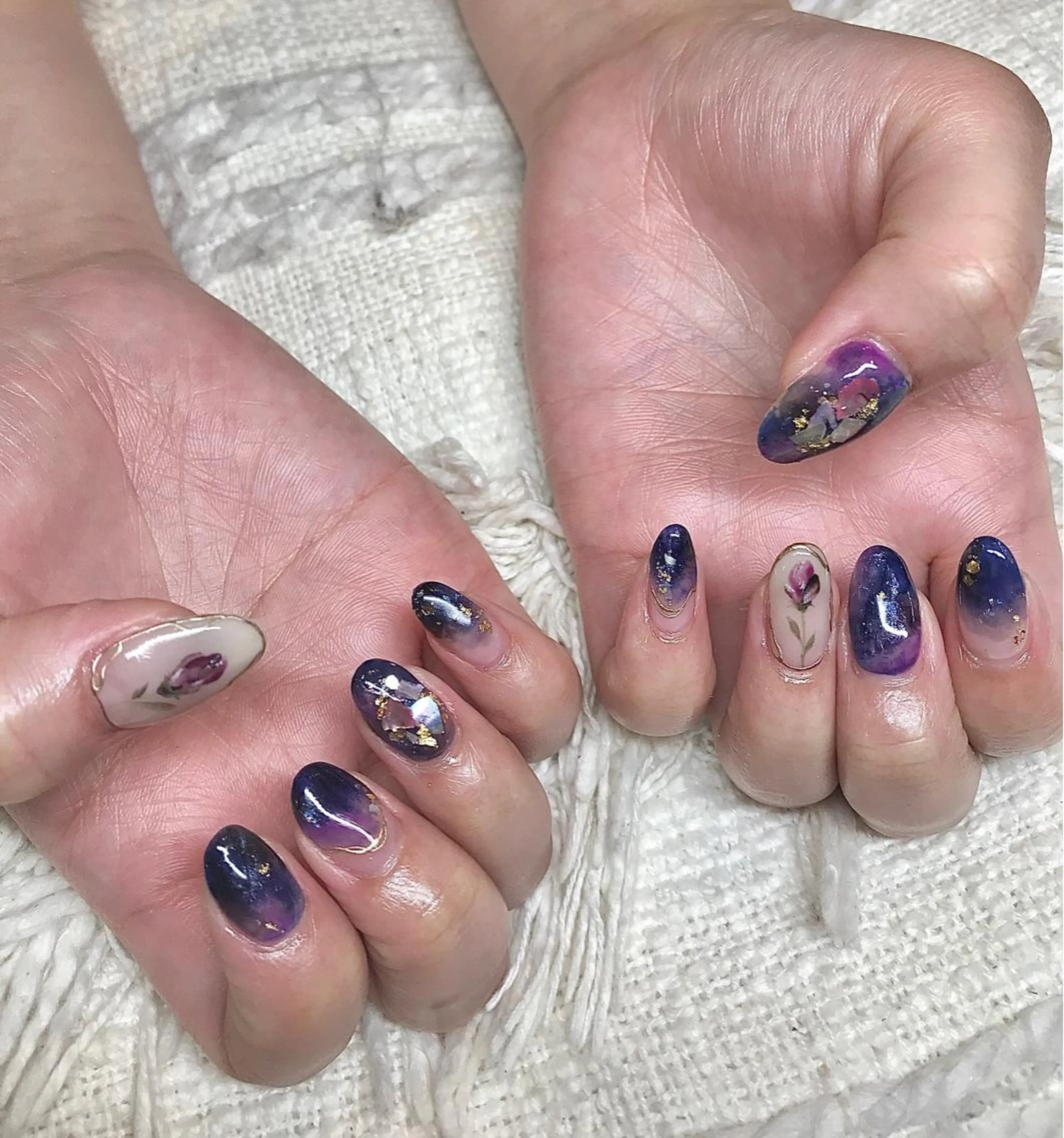 セミロング カラー パーマ ヘアアレンジ ネイル マツエク・マツパ ネイビーカラー ネイビー nail&eye Aoのマツエク・マツパデザイン