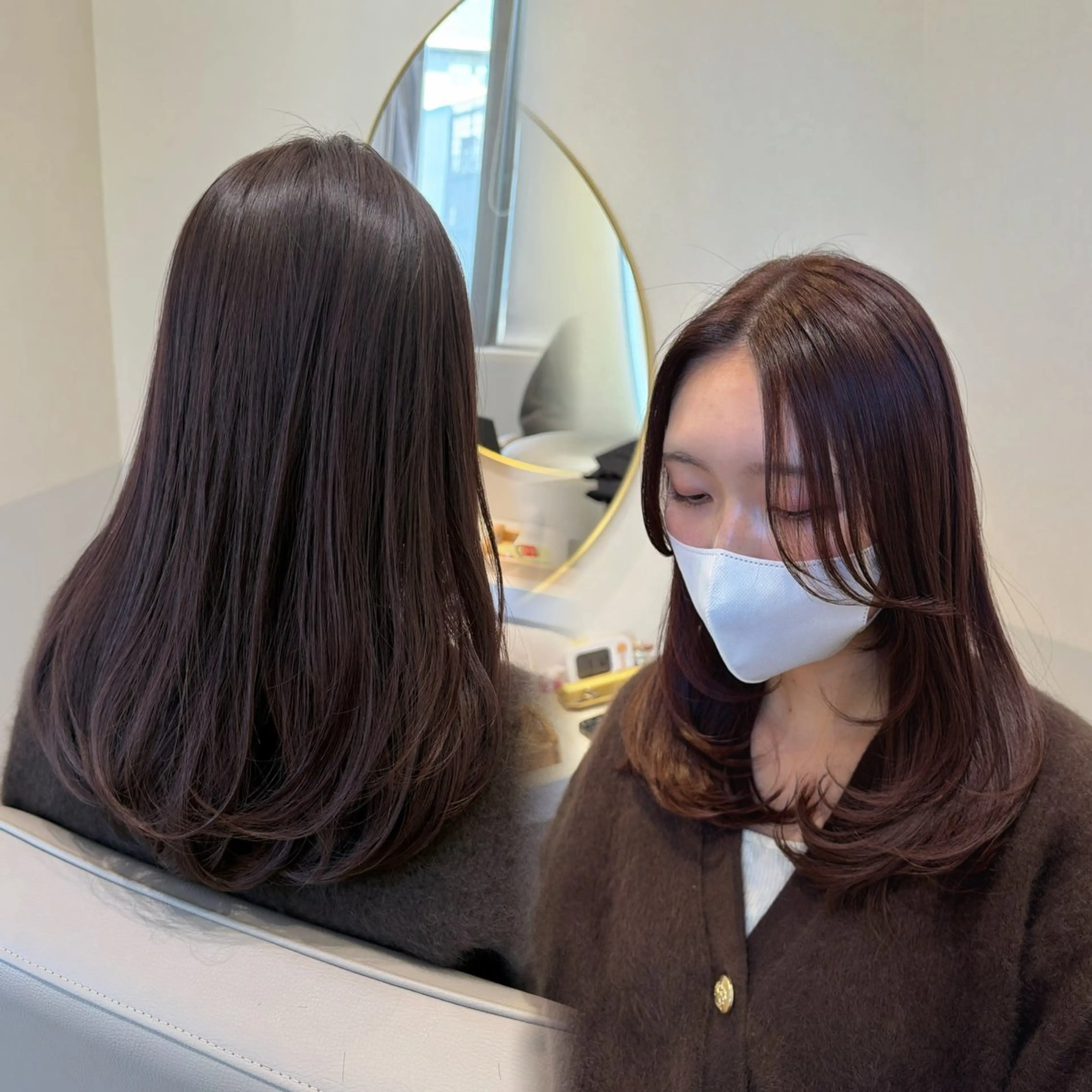 セミロング カット ヘアカラー 🫖Eleanor Aya🥞のヘアスタイル