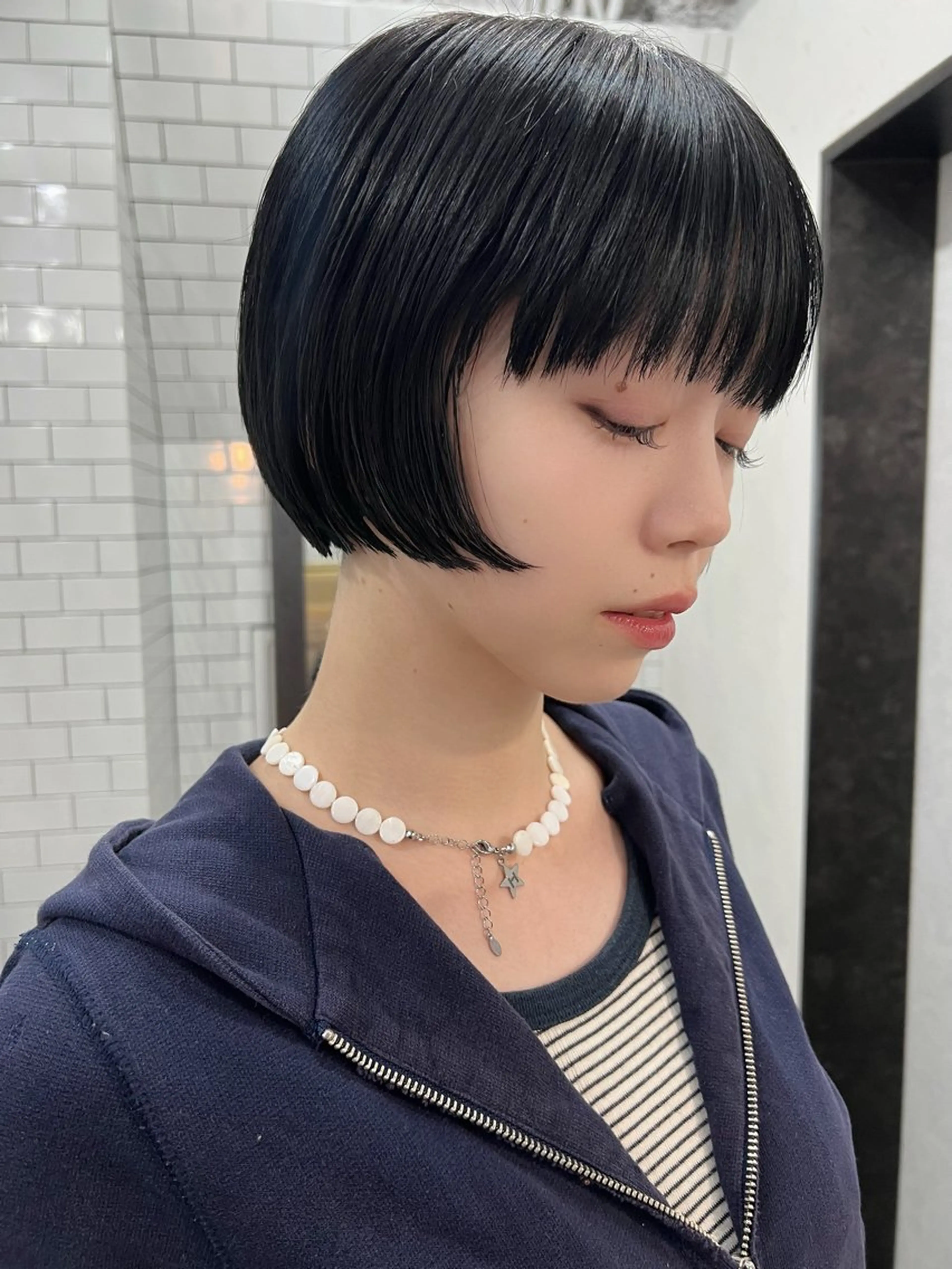 ショート カット ヘアカラー トリートメント 紙屋町ショート /ボブ　パーマ河内蓮のヘアスタイル