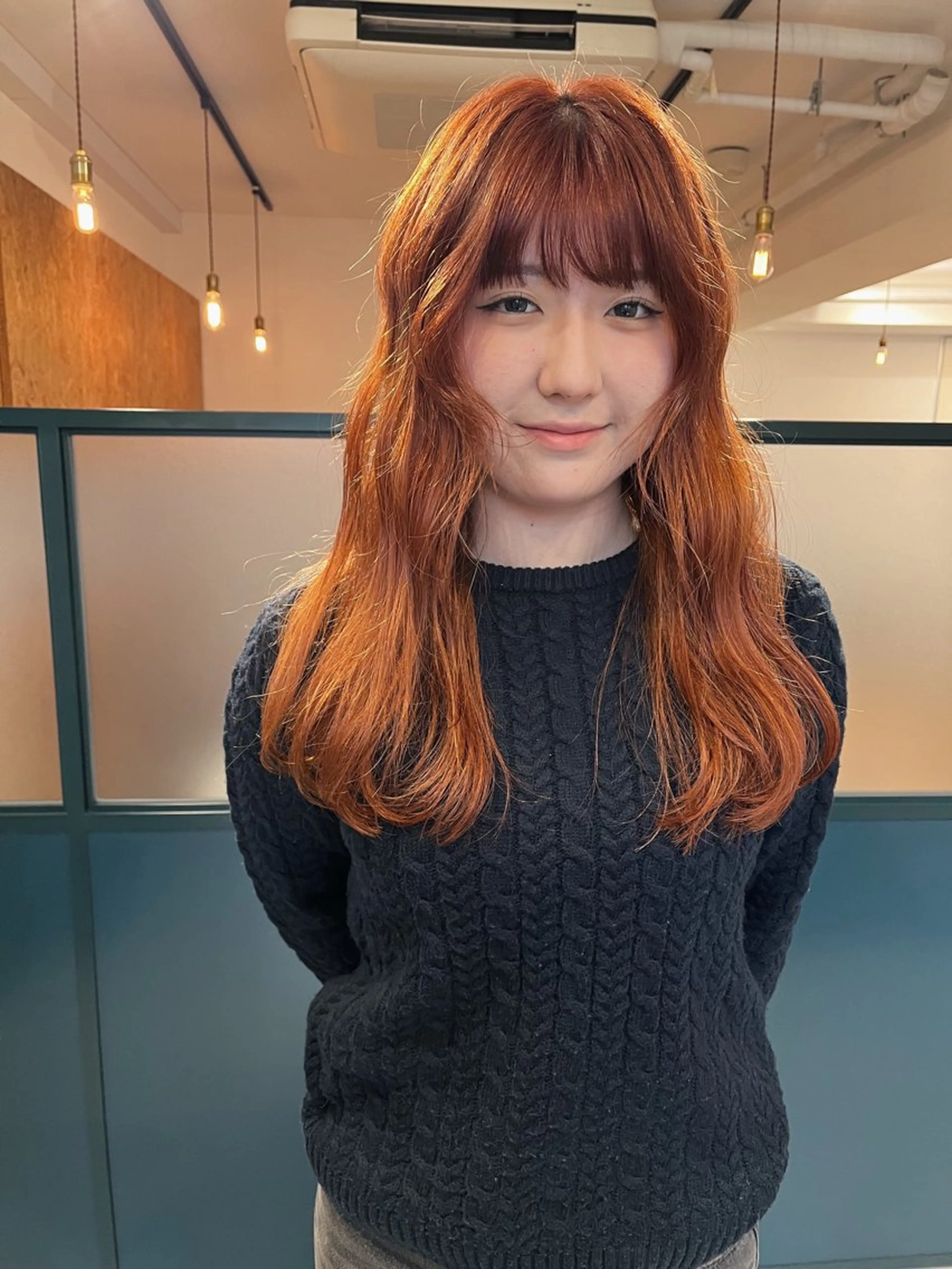 ロング カラー ブリーチ オレンジ 暖色/パーマ 🌼クニトウメイのヘアスタイル