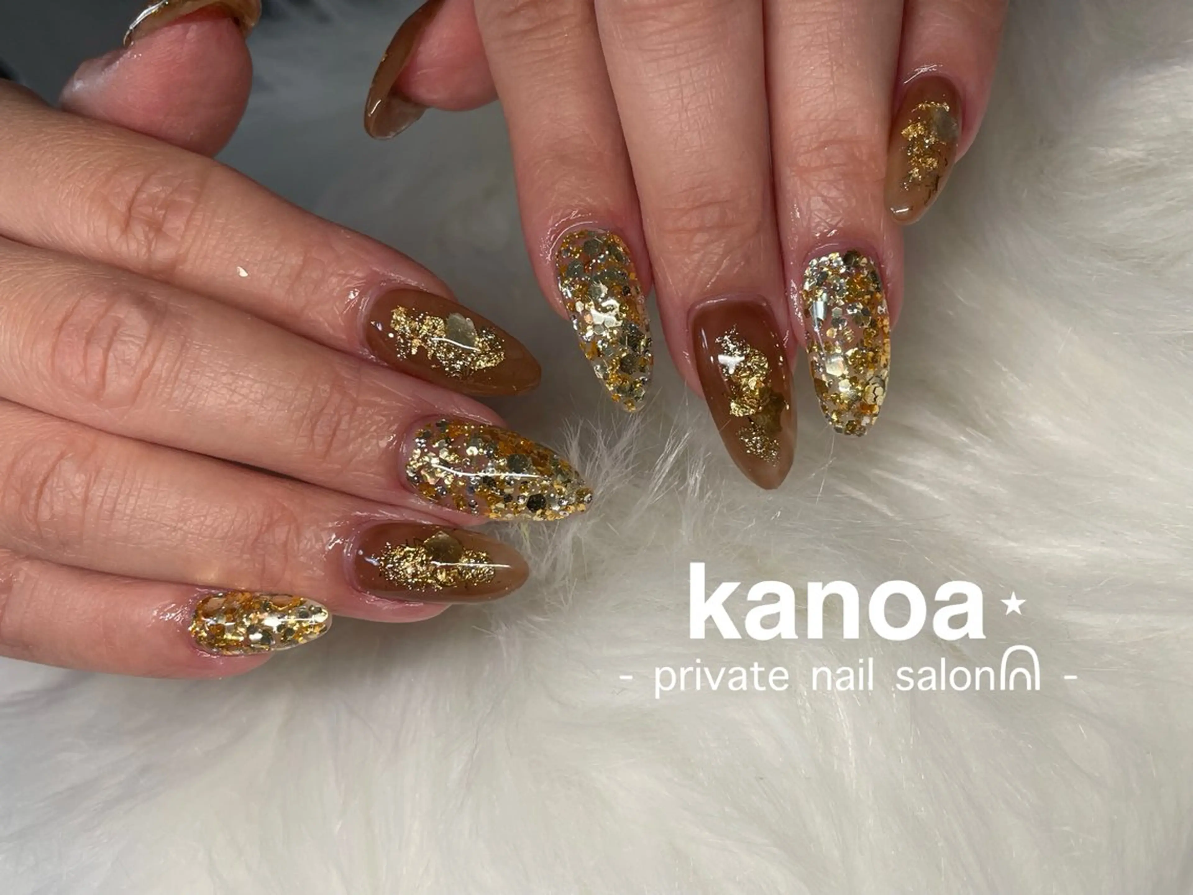 ネイル ブラウン ゴールド kanoa nailのネイルデザイン