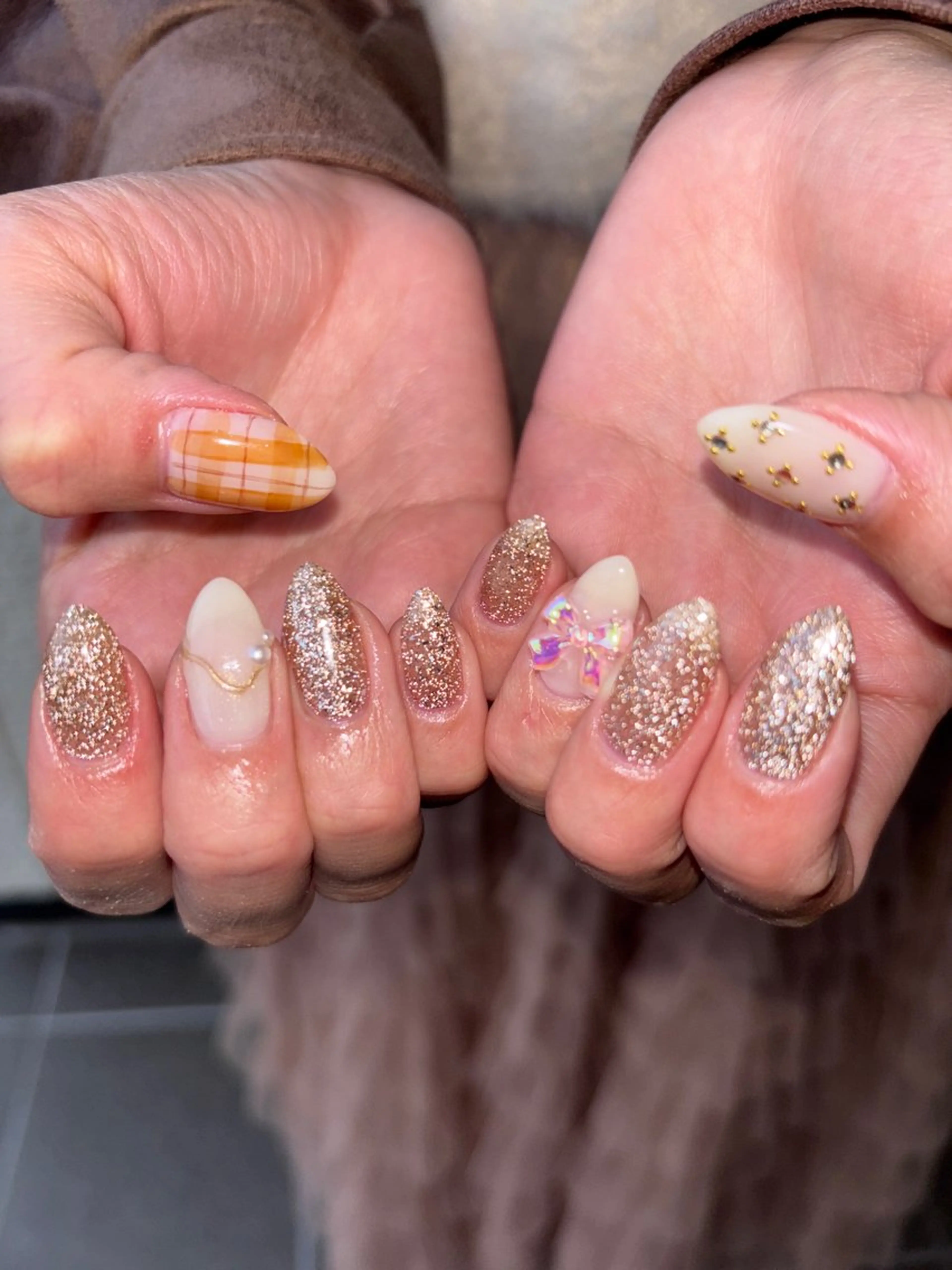 ネイル ガーリー リボン ワンホンネイル ハンドネイル nail salon toki.のネイルデザイン