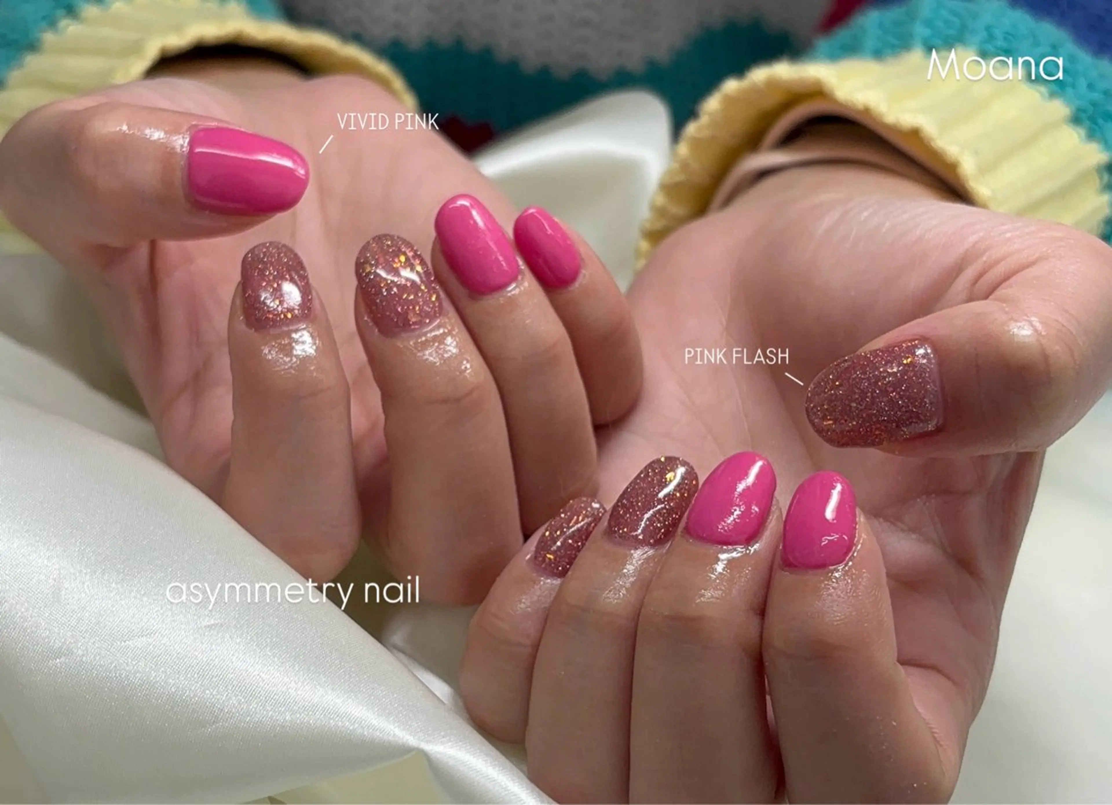 ネイル フラッシュネイル ピンク 春ネイル Moana nail Hiyoriのネイルデザイン