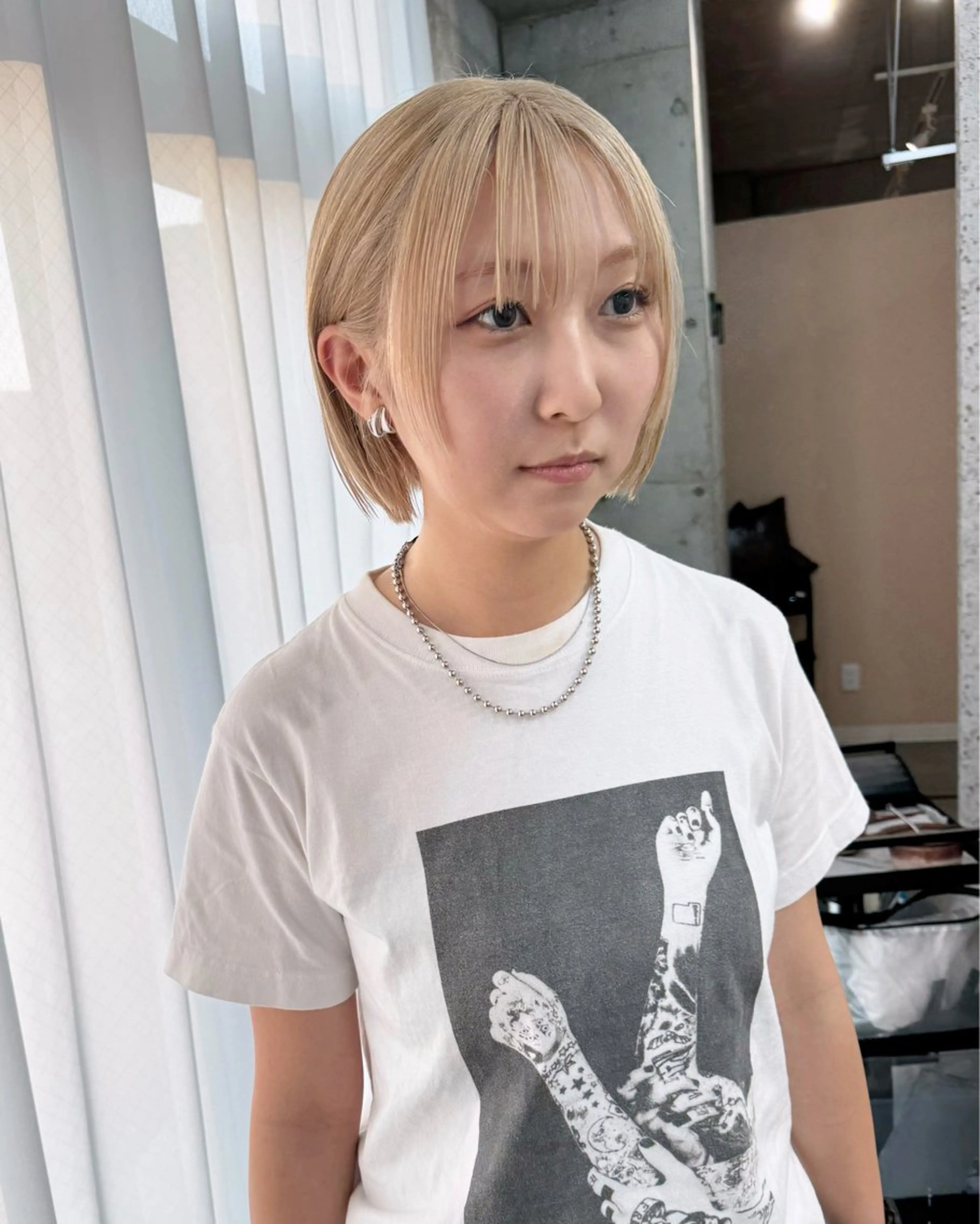 ショート カラー ブリーチ ブロンド ケアブリーチ ダブルカラー ハイライトカラー ヘアカラー トリートメント lani 天神大名/ブリーチのヘアスタイル