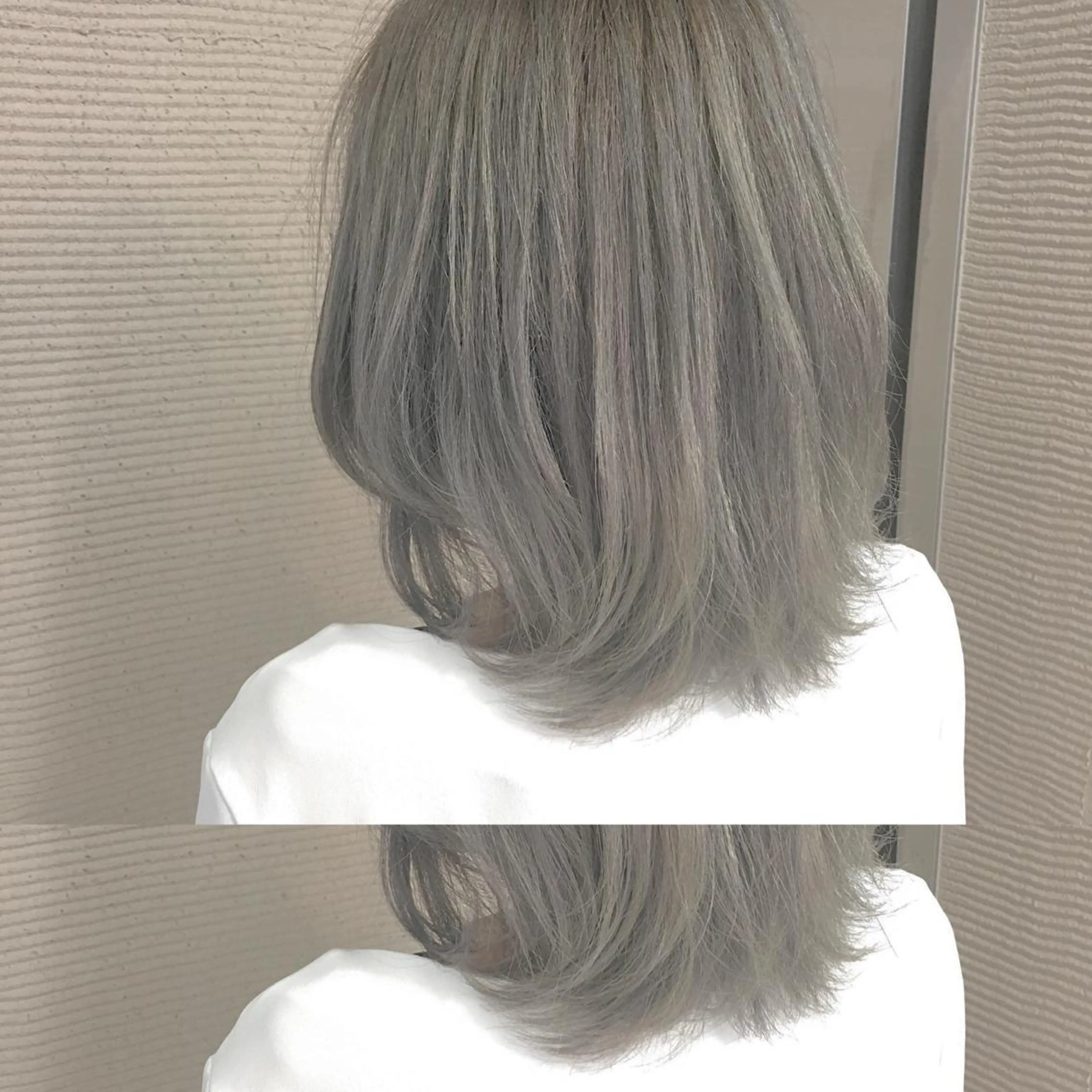ミディアム カラー パーマ ヘアアレンジ グレージュ ハイトーン特化🤍 浦住のヘアスタイル