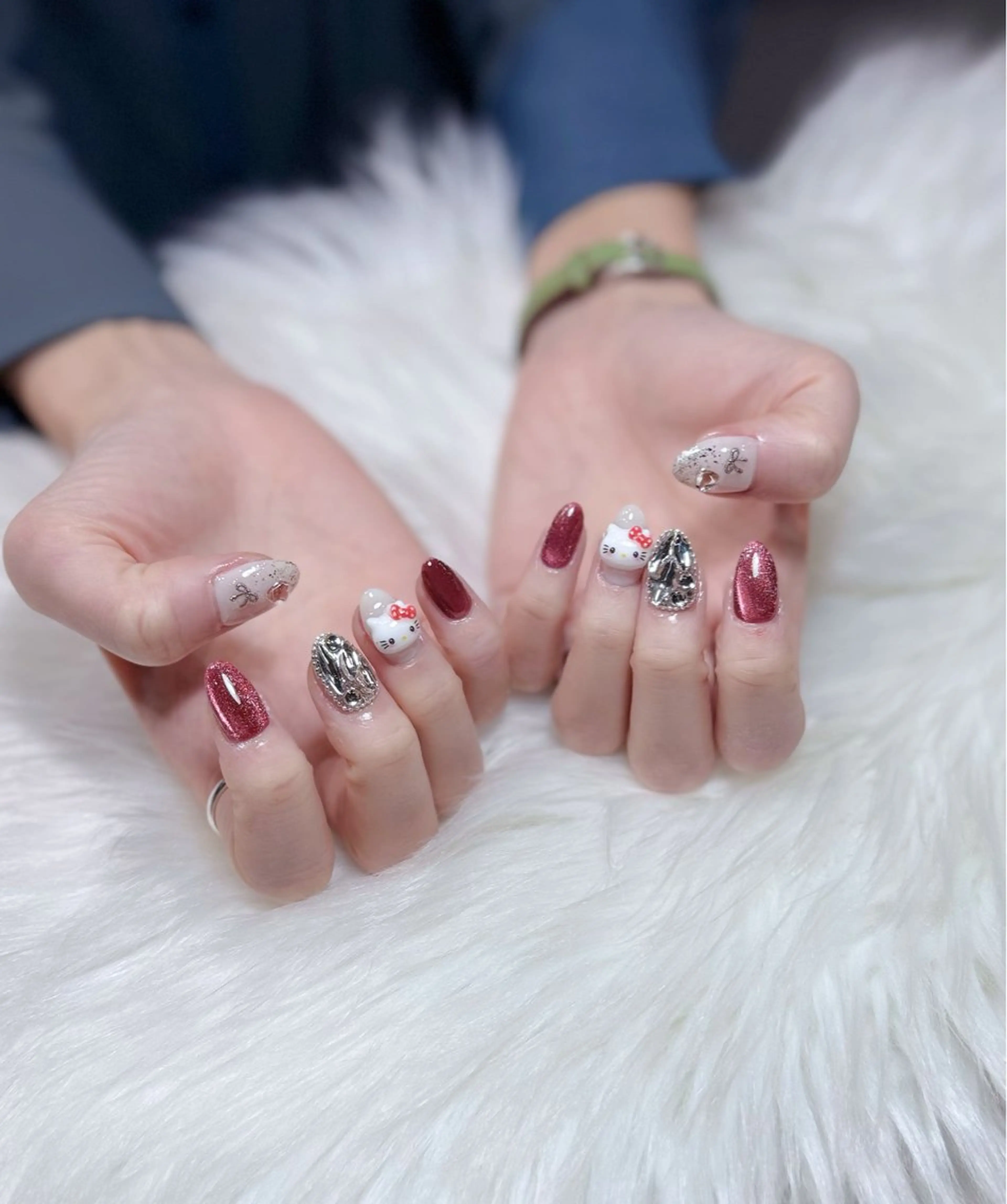 ネイル アートネイル オーロラネイル ジェルネイル 韓国ネイル ロングネイル ハンドネイル Nichi Nailsのネイルデザイン