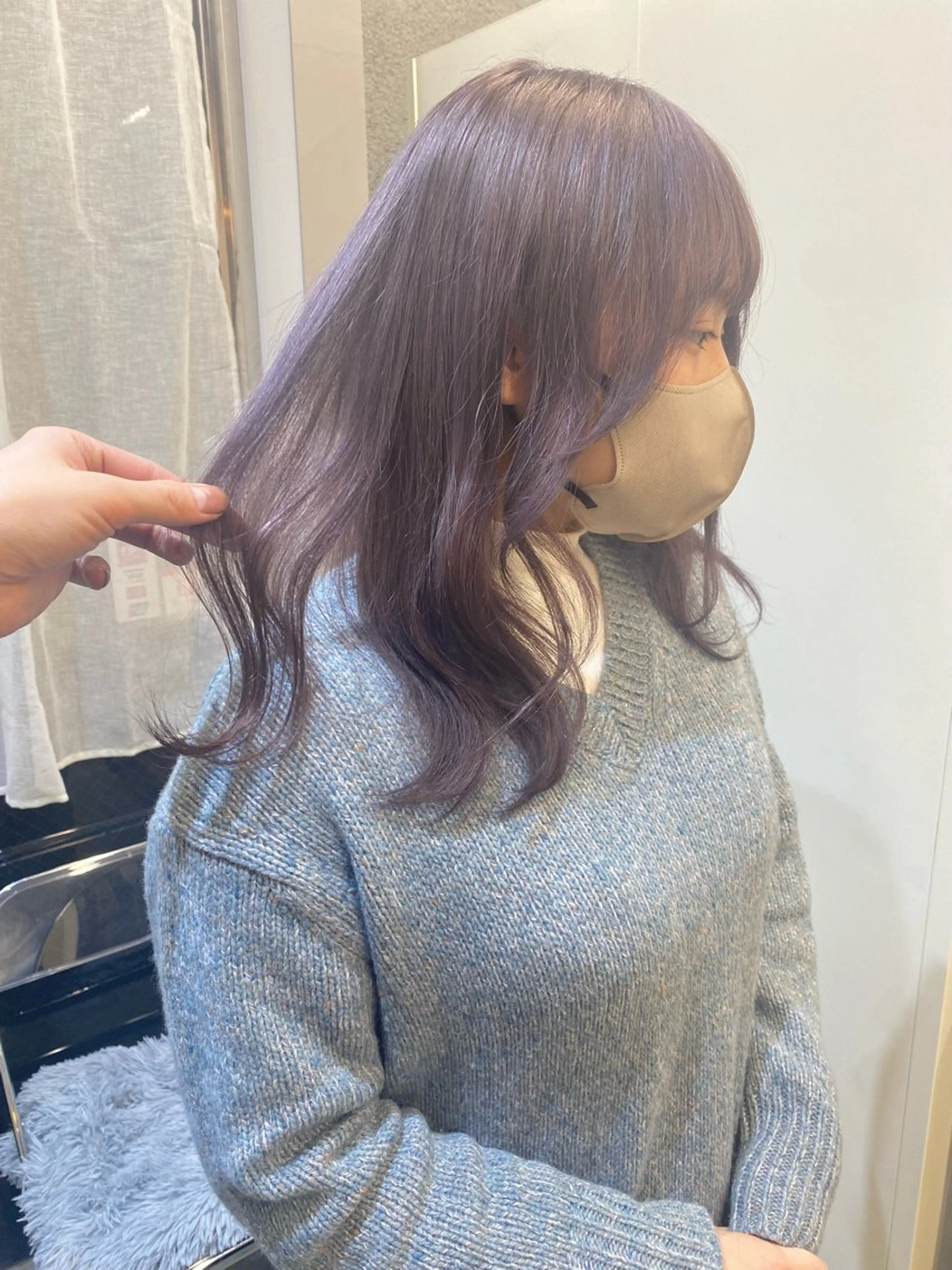 ミディアム カラー ブリーチ ケアブリーチ グレージュ ハイトーンカラー ラベンダーカラー ヘアカラー PEYP prod ICON所属・パーマ/ケアブリーチ /博多/YOSUKEのヘアスタイル