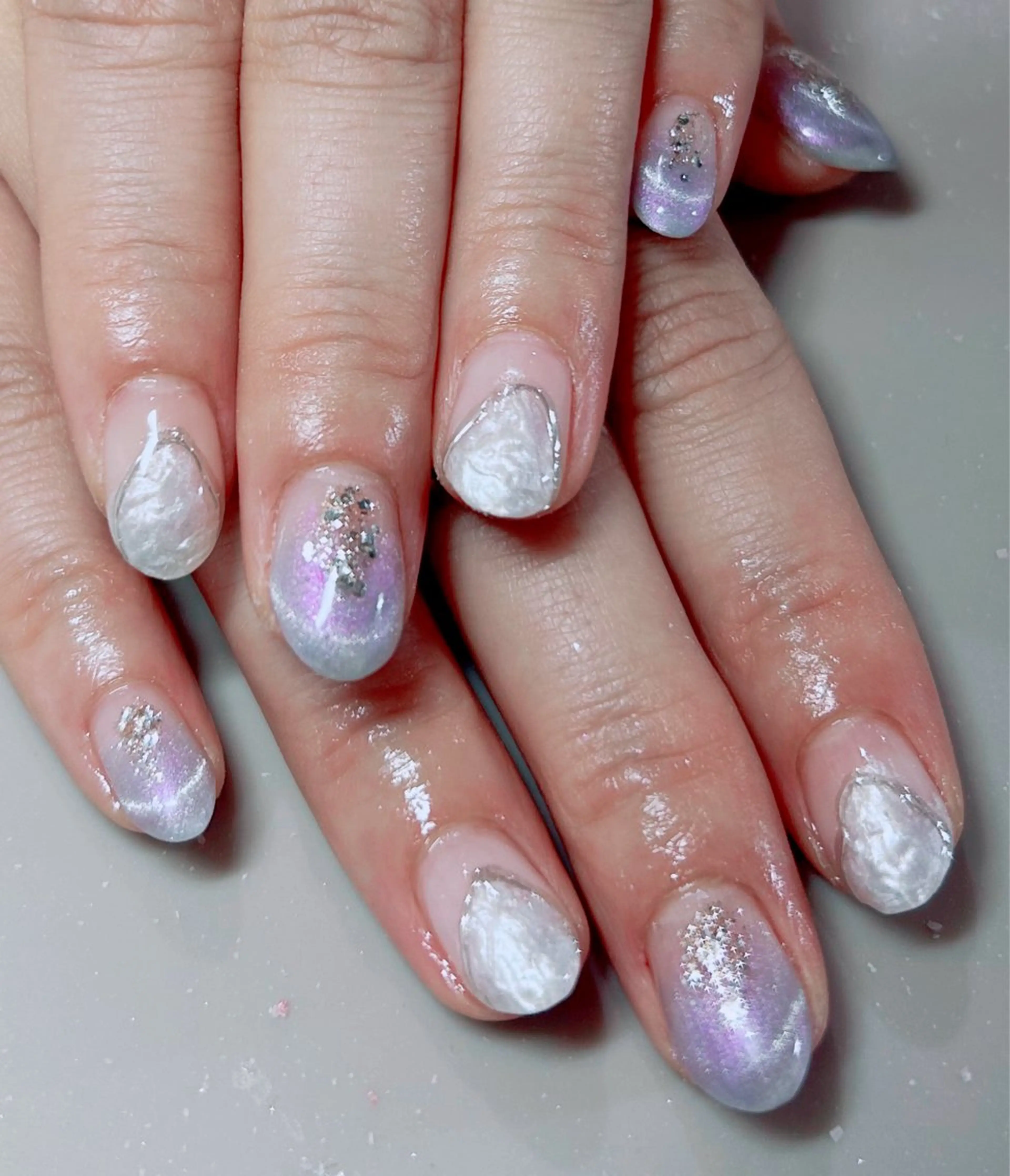 ネイル フレンチネイル マグネットネイル マグネットフレンチ ハンドネイル 室橋 舞のネイルデザイン