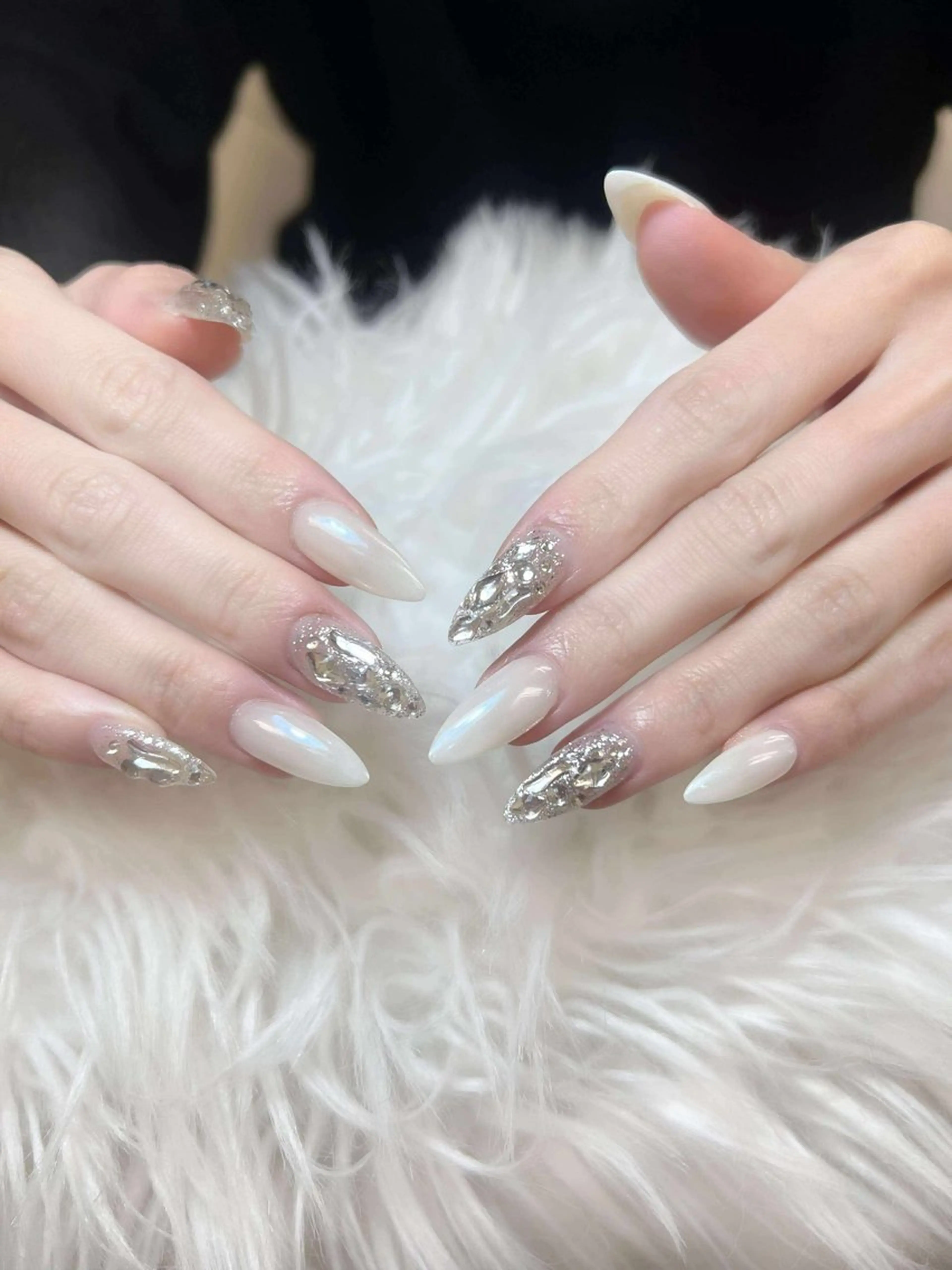 ネイル アートネイル オーロラネイル チークネイル 長さ出し フットネイル Noiranail_ studio川越西口のネイルデザイン