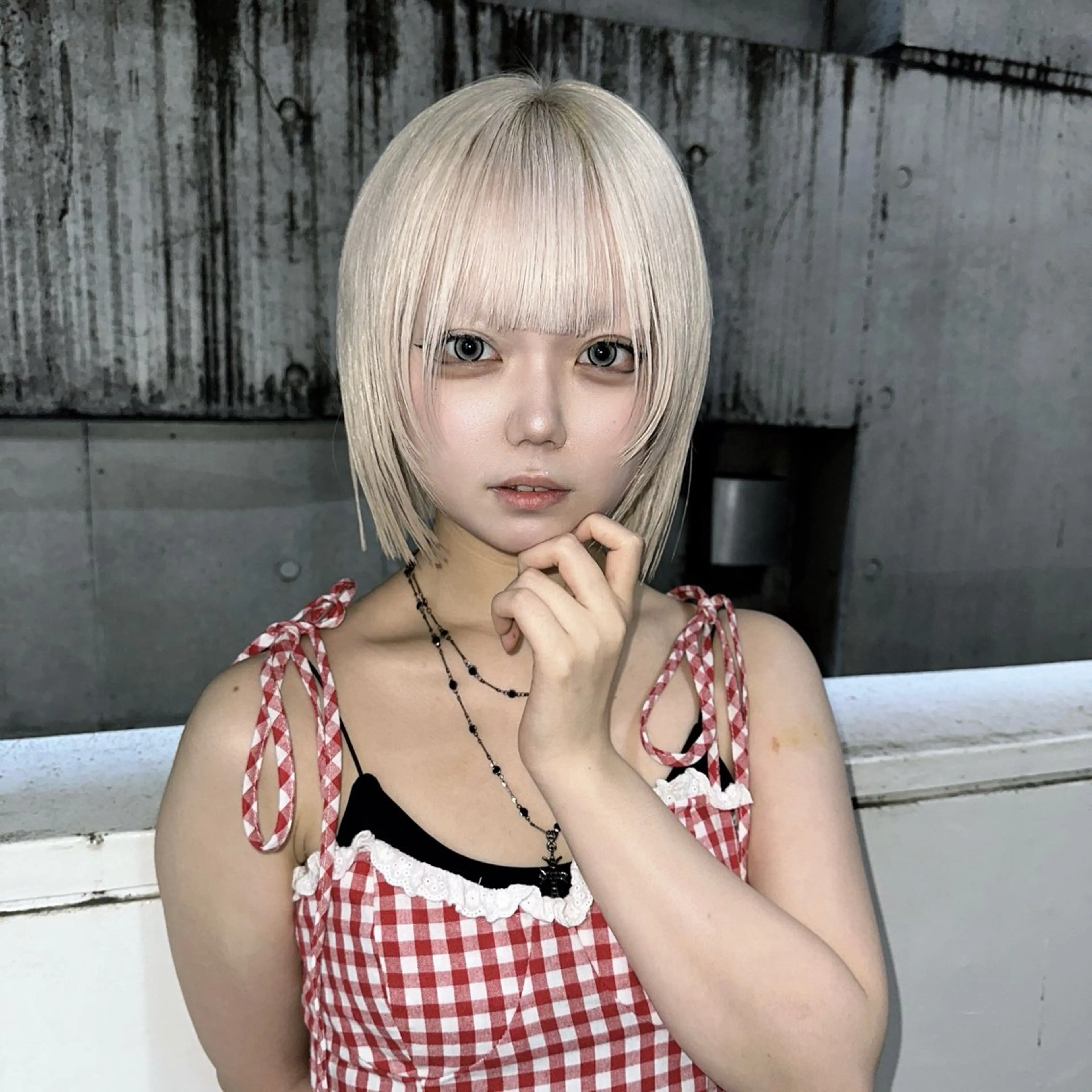 ミディアム カラー ヘアカラー ハイトーン/ウルフ /エクステ/ましろのヘアスタイル