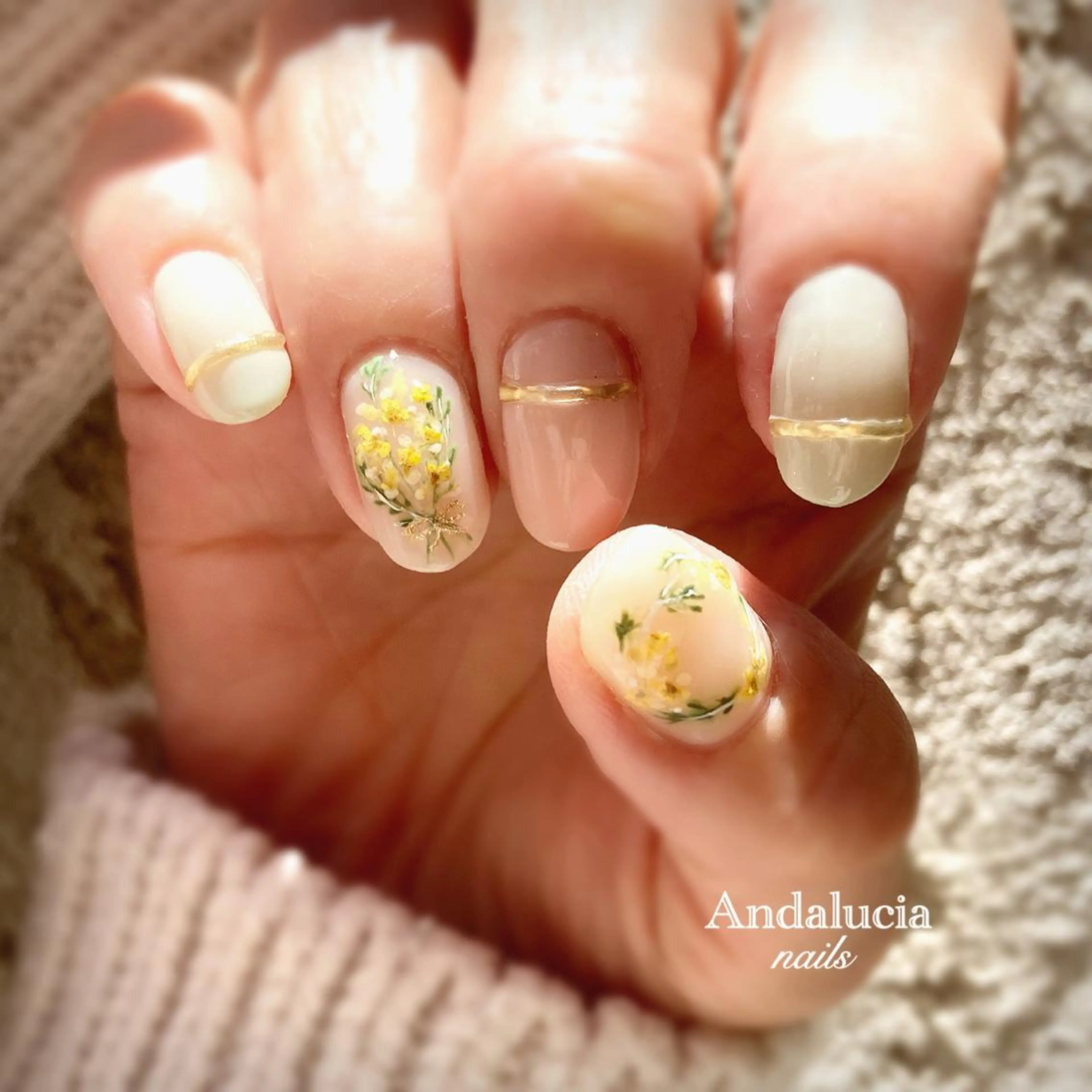 ネイル 持ち込み 春ネイル ハンドネイル Andalucia nailsのネイルデザイン