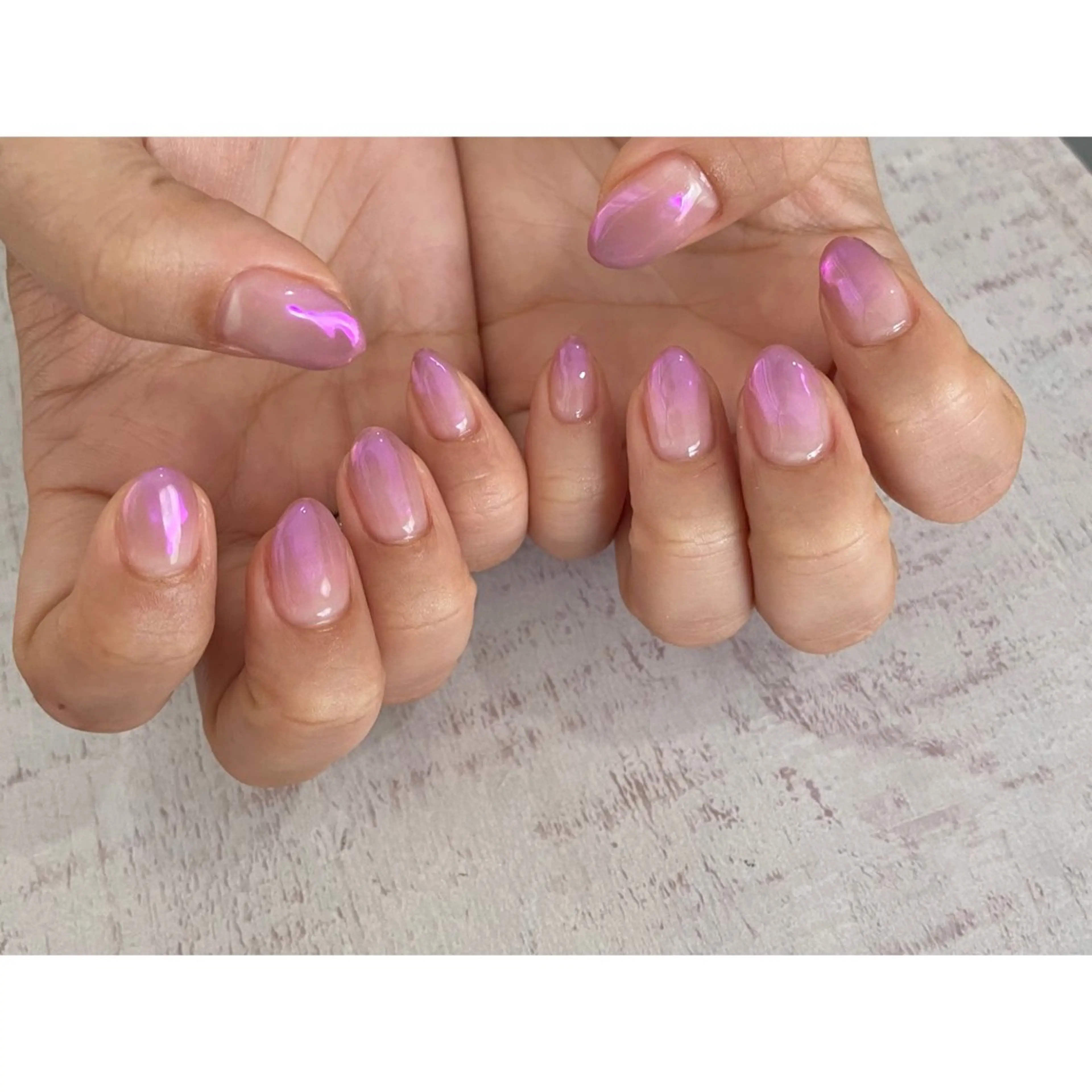 ネイル オーロラネイル 𖡼 yumenoのネイルデザイン