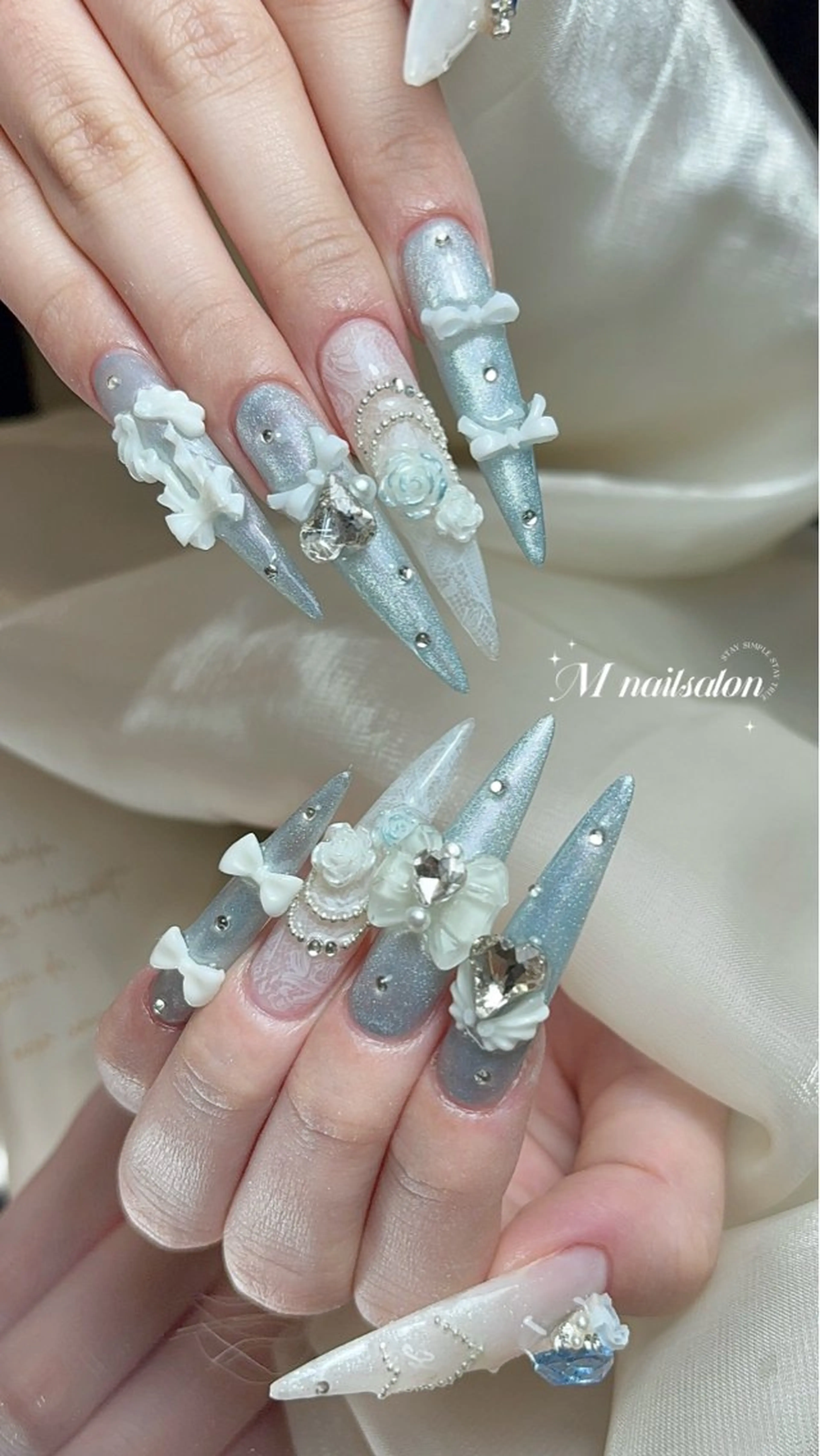 ロング ハンドネイル M🌷nail 長さだし専門店のネイルデザイン