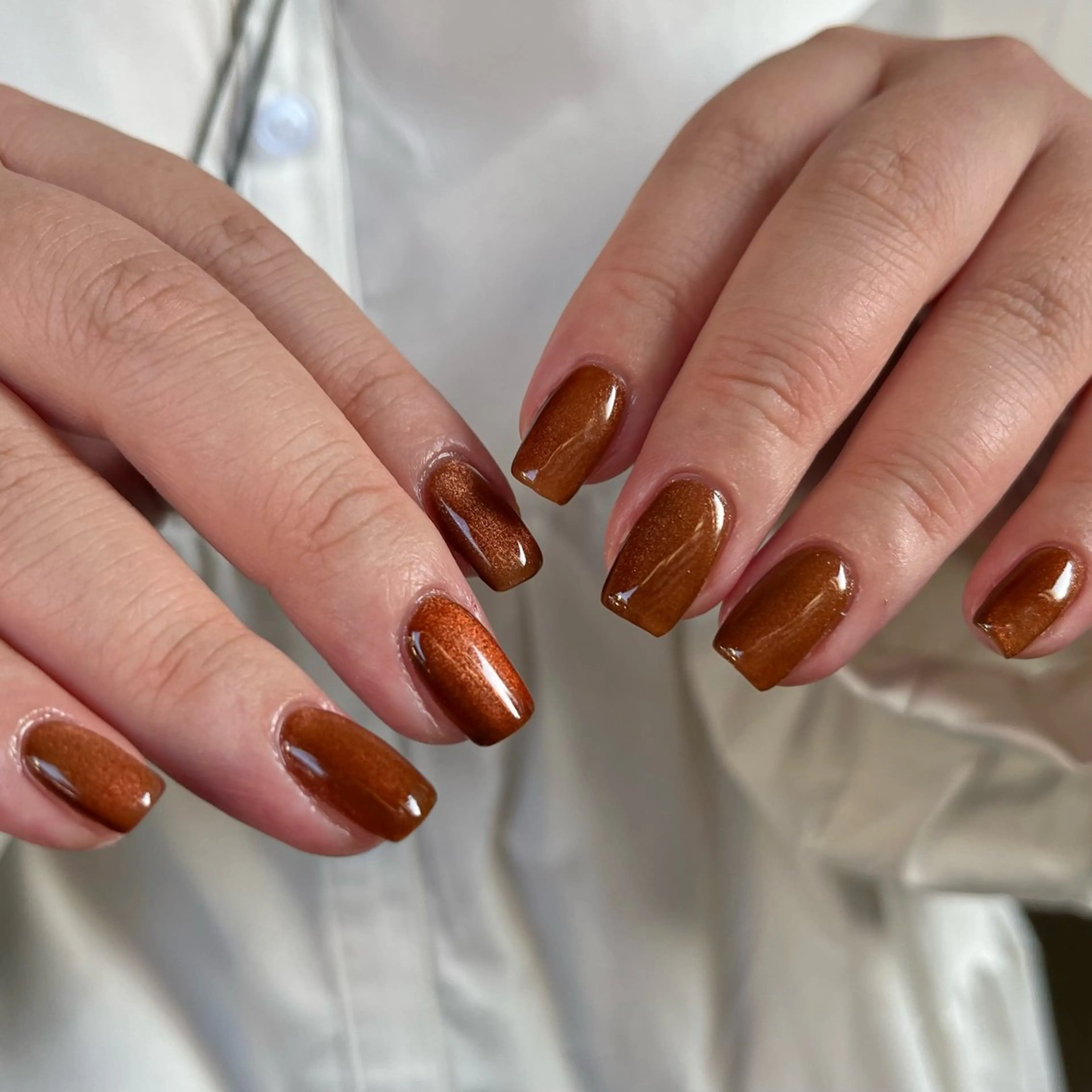 ネイル ブラウン グリーン マグネットネイル nail salon O (en)所属・vegh. nail／阿波座のネイルデザイン