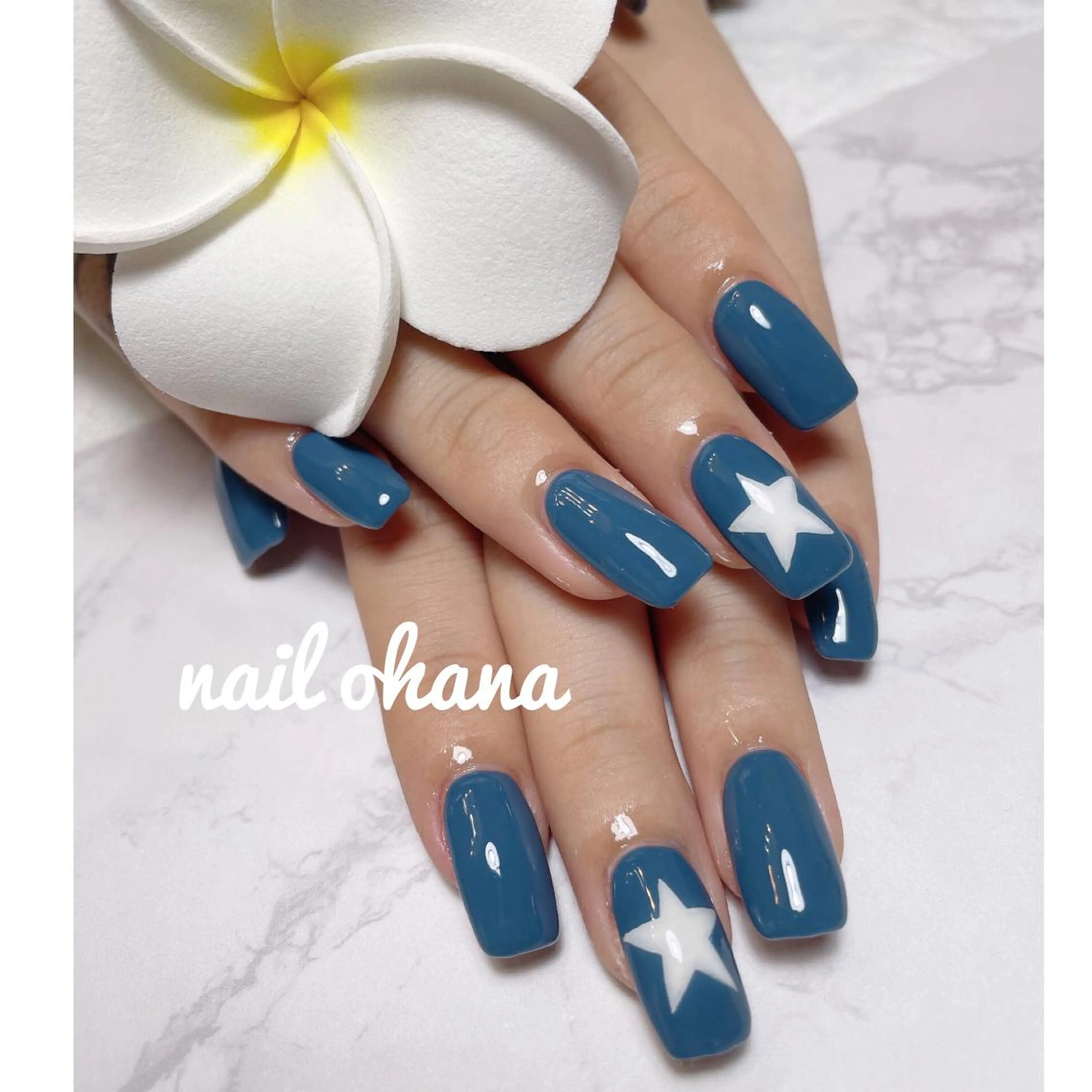 ネイル ブルー ジェルネイル 持ち込み ワンカラーネイル スカルプネイル ハンドネイル 那覇🏝️台湾人 ネイリストSHIUのネイルデザイン