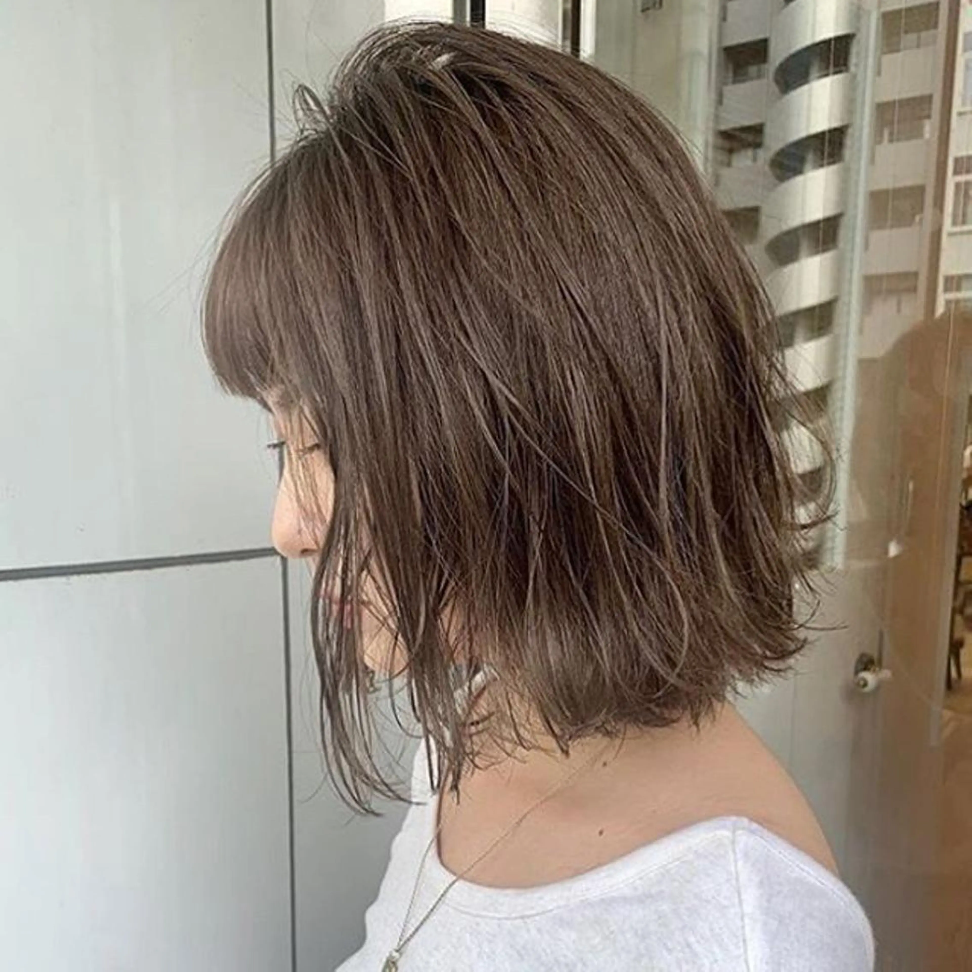 ミディアム カラー ヘアアレンジ ハイライトカラー ボブ ハイライト 福壽 優奈のヘアスタイル