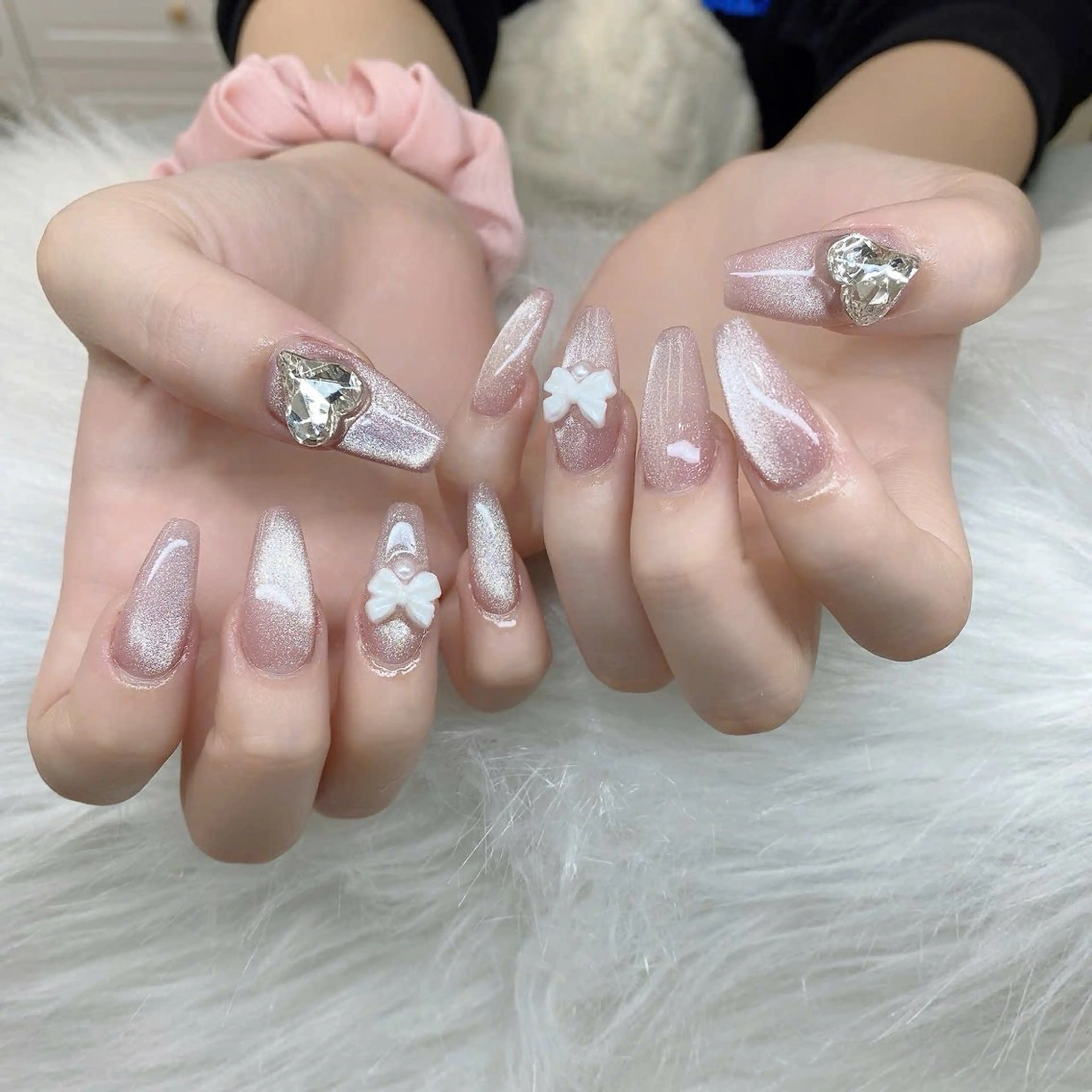 ネイル 長さ出し フレンチネイル ジェルネイル ガラスフレンチ 韓国ネイル ハンドネイル Minette nailHuongのネイルデザイン