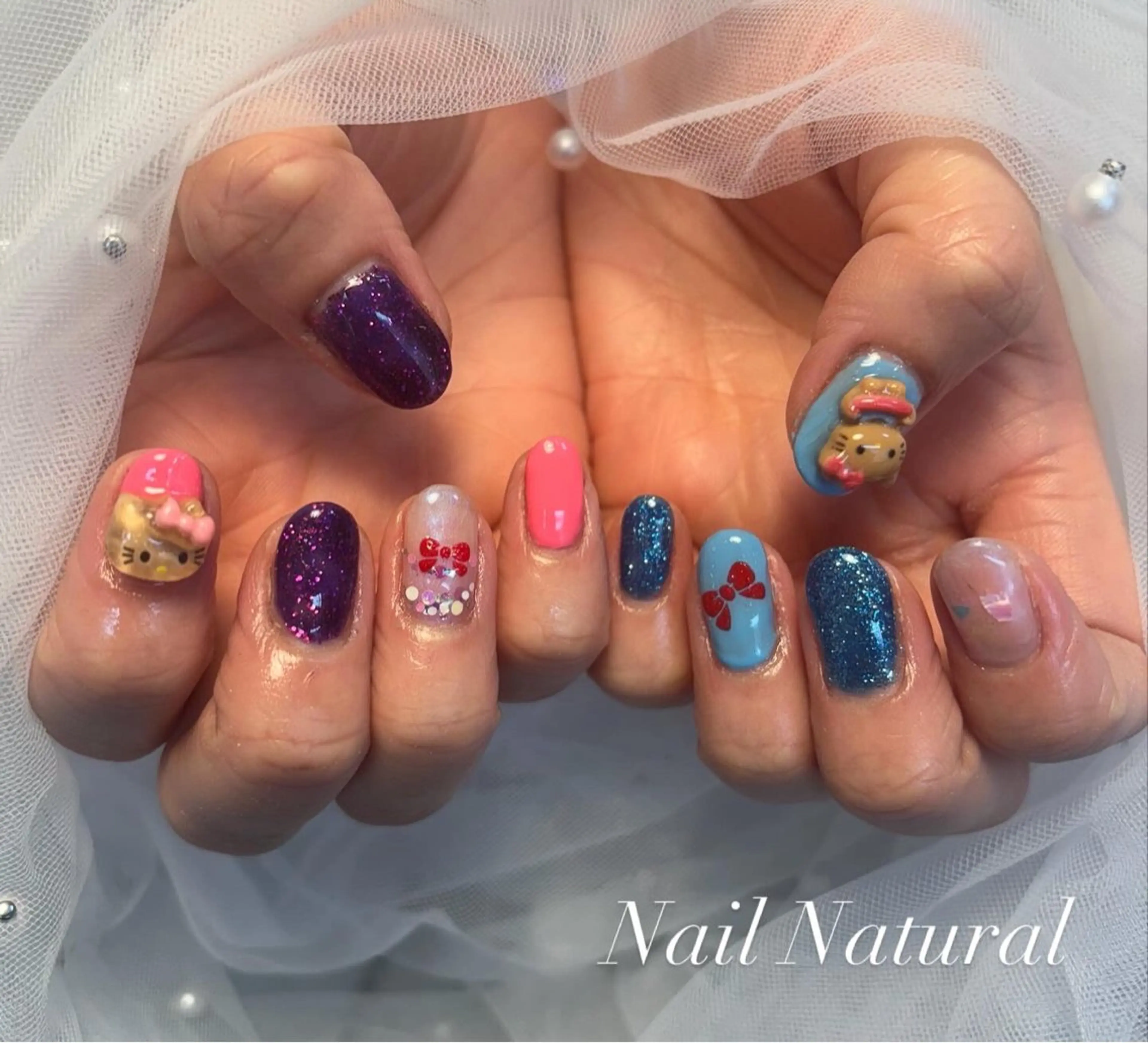 ネイル フラッシュネイル フットネイル フレンチネイル ジェルネイル ガラスフレンチ ハンドネイル Nail salon Natulalのネイルデザイン