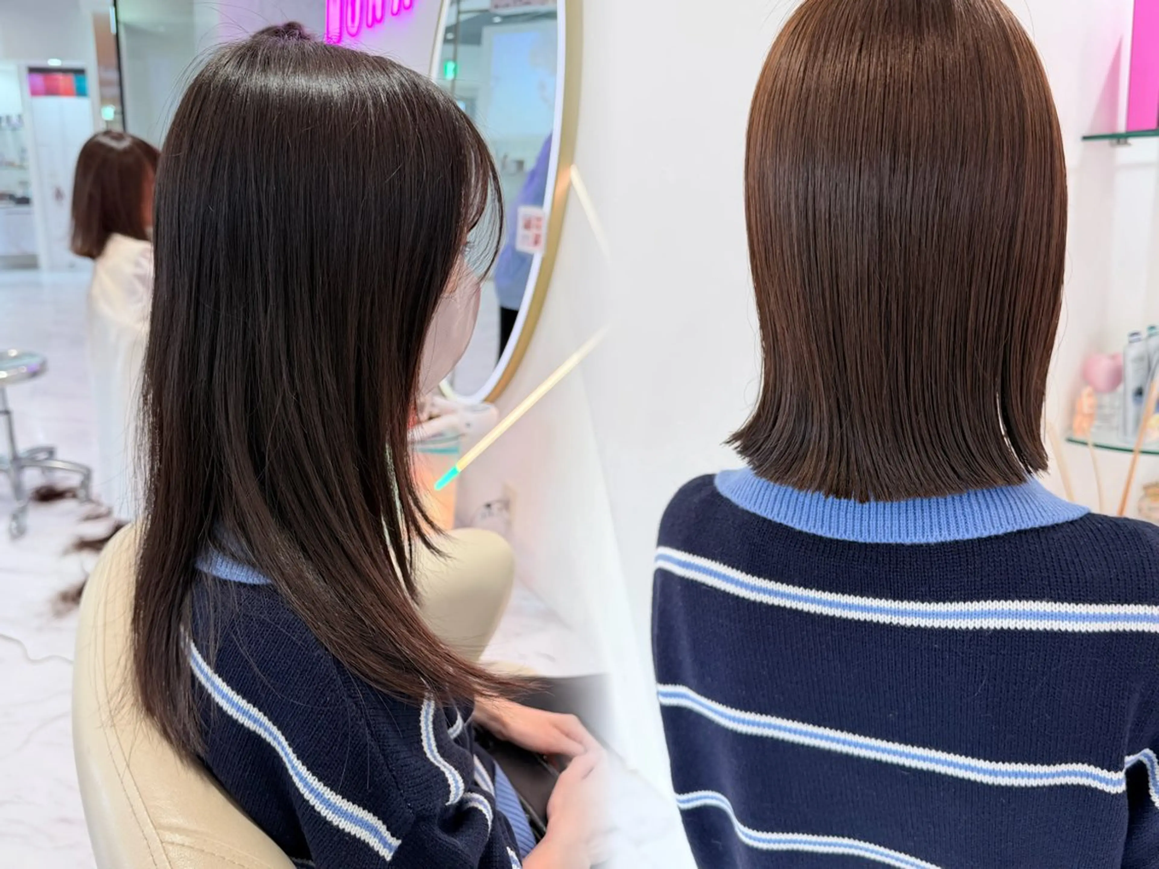 ミディアム ボブ カット ヘアカラー トリートメント SAYAKA 🍒／ボブ／暖色のヘアスタイル