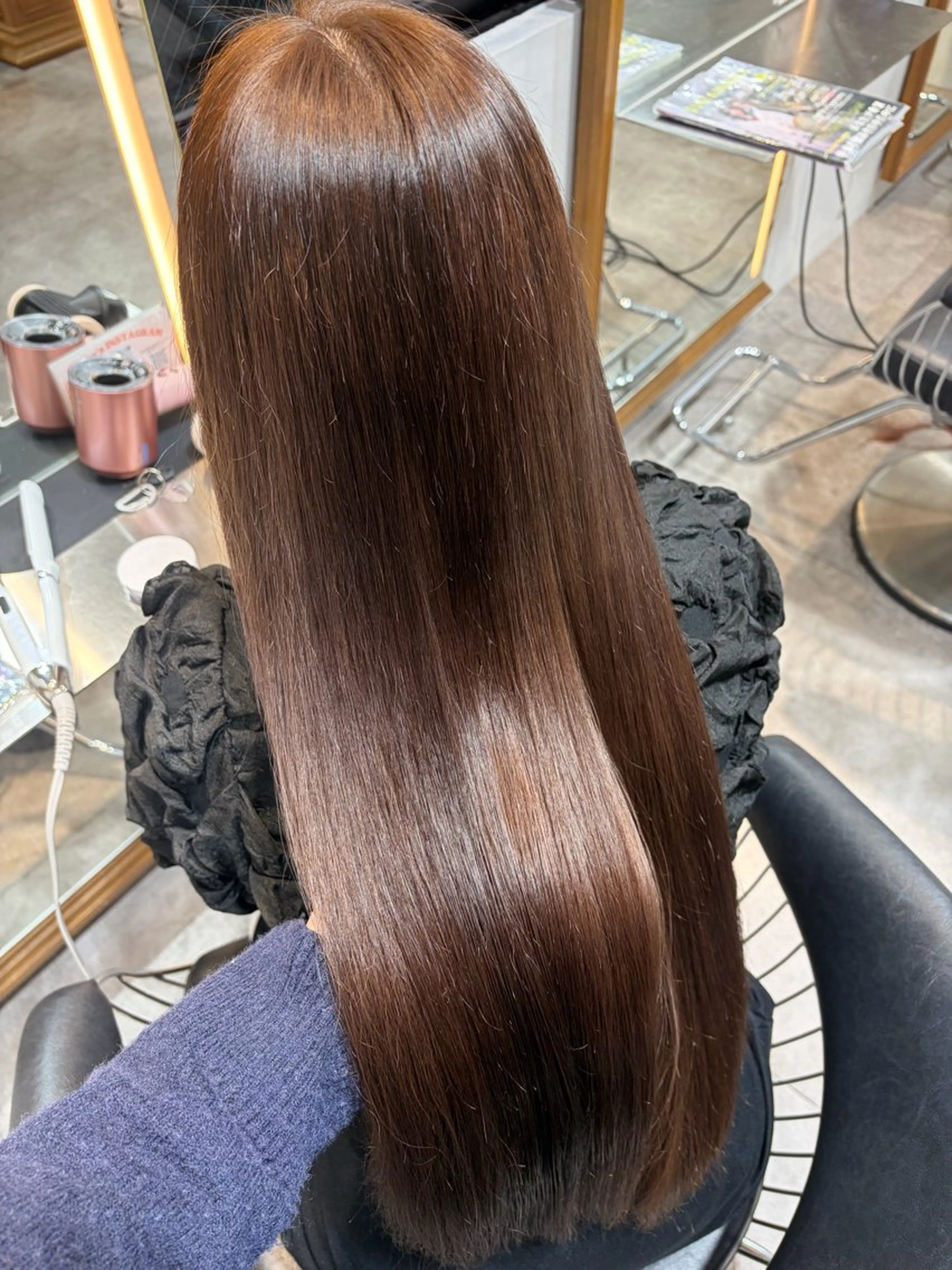 ロング カラー ブリーチ ショコラグレージュ グレージュ ブリーチなしカラー hi naのヘアスタイル