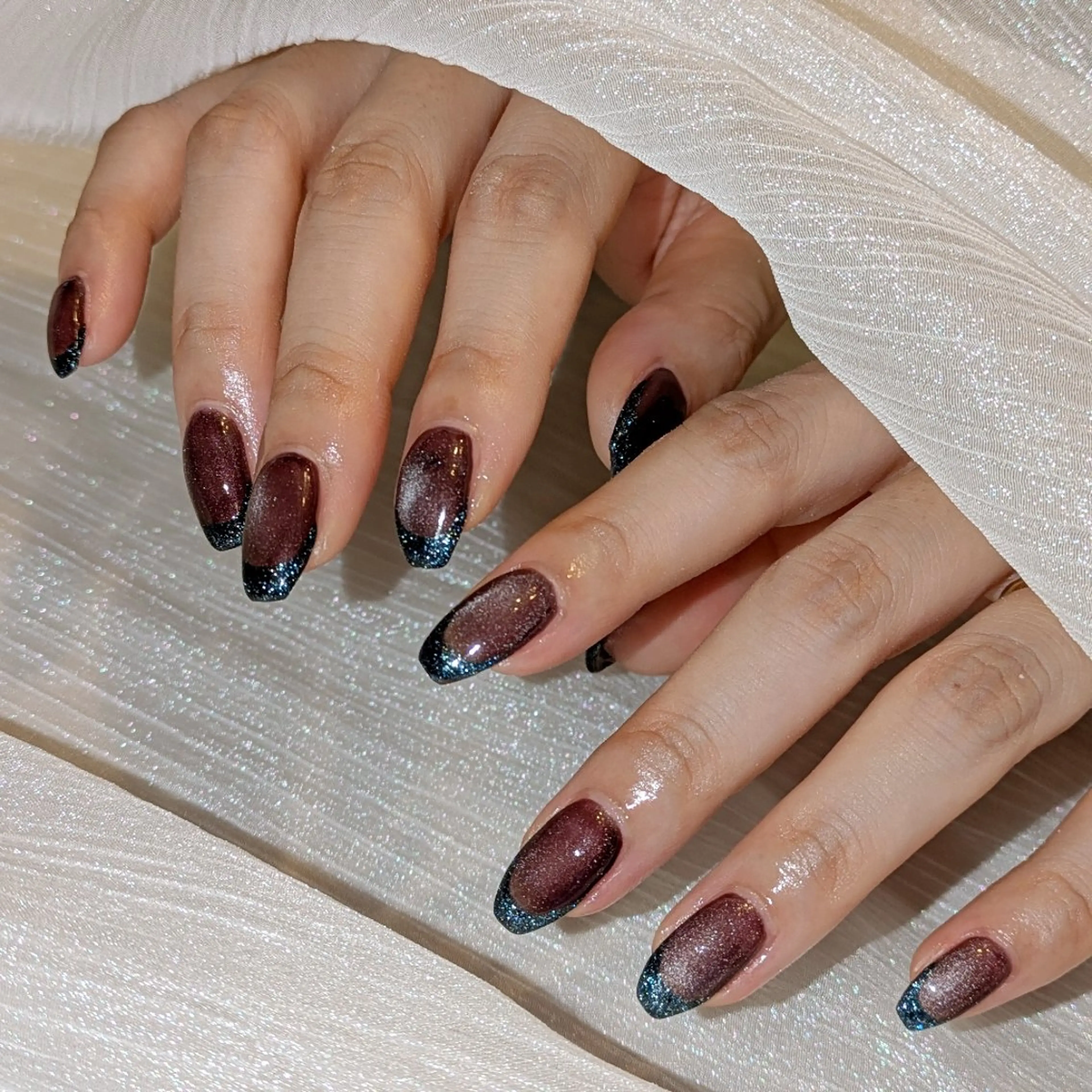 ネイル フラッシュネイル フレンチネイル マグネットネイル ハンドネイル Nailsalon Ka pilina所属・Ka pilina MOMOのネイルデザイン