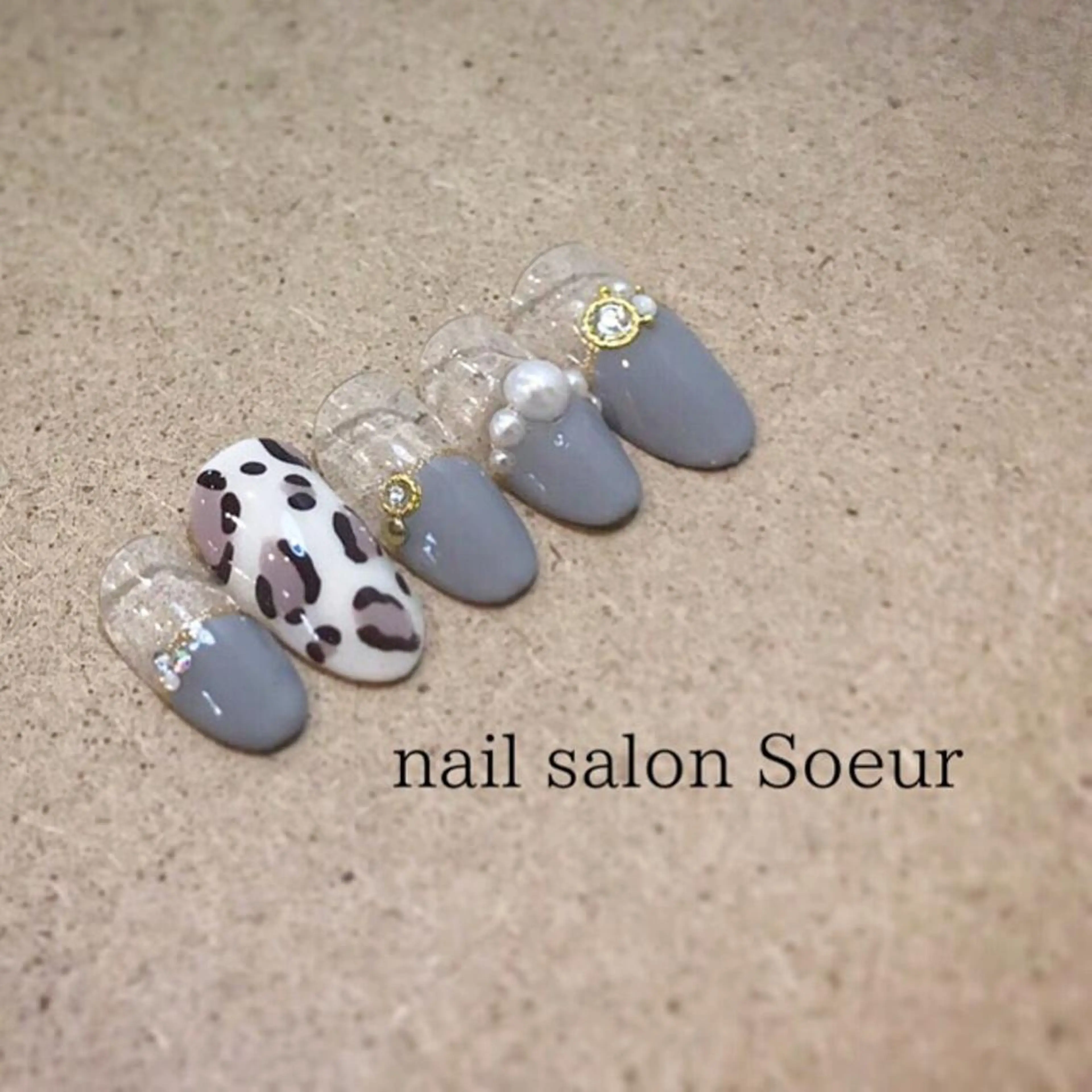 ネイル アニマル柄 アートネイル べっ甲ネイル フレンチネイル nail salon Soeurのネイルデザイン
