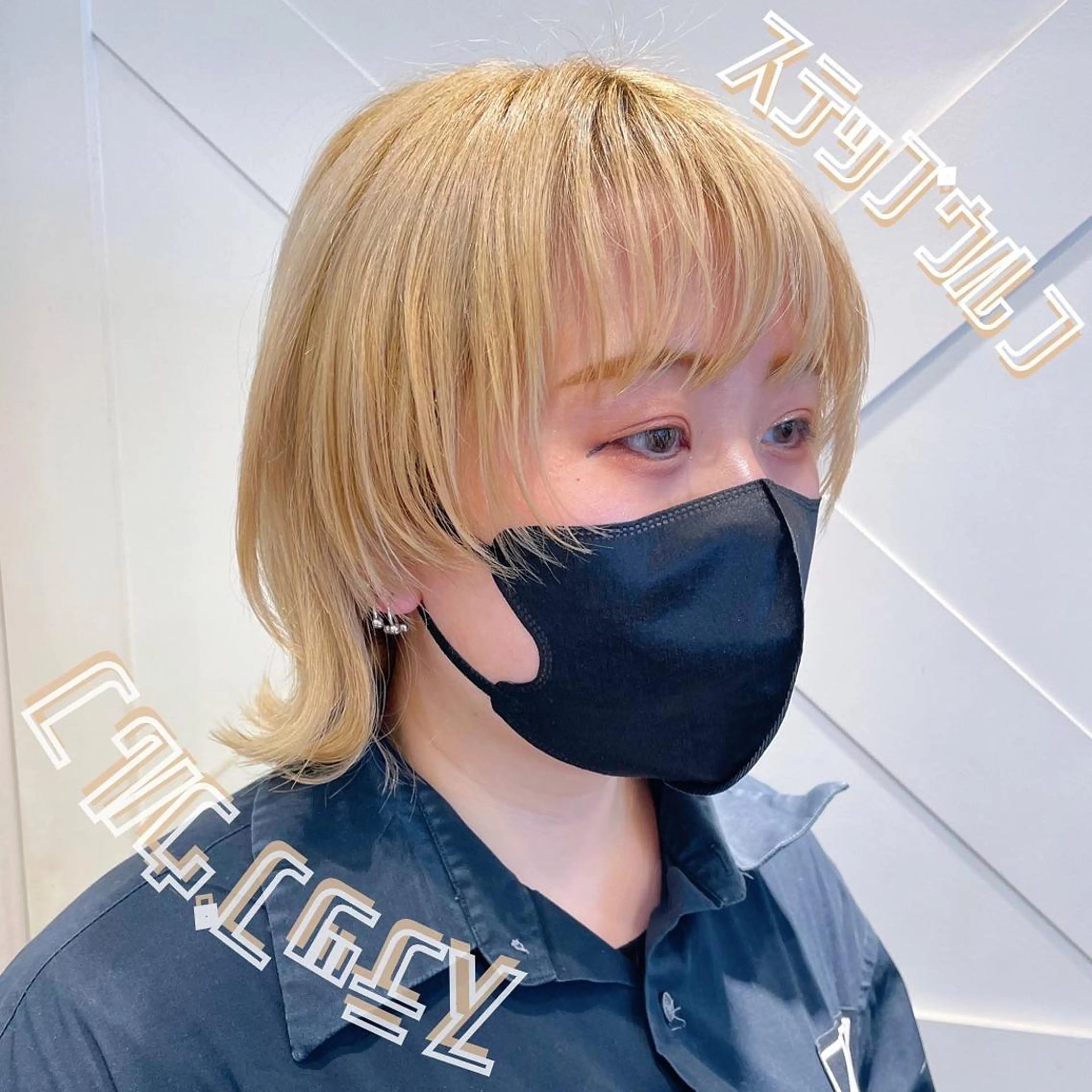 ミディアム カラー ブリーチ ケアブリーチ ハイトーンカラー ハッシュカット ウルフカット 🌺ウルフカット職人 新垣渚🐺のヘアスタイル