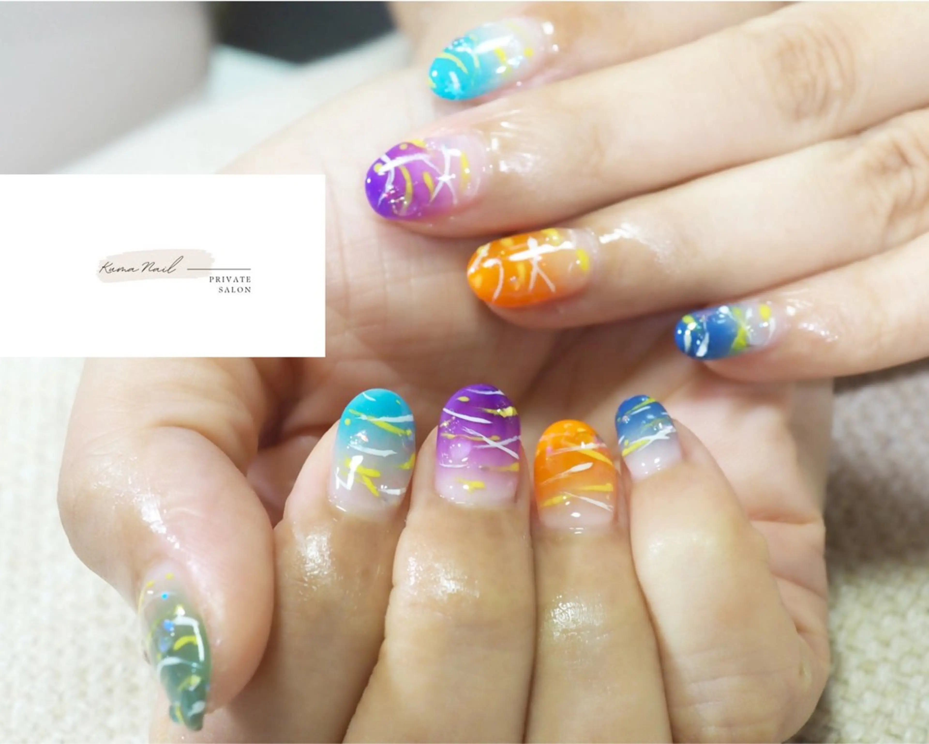 ネイル グラデーション 持ち込み 夏ネイル 藤が丘/守山/長久手 Kuma Nailのネイルデザイン