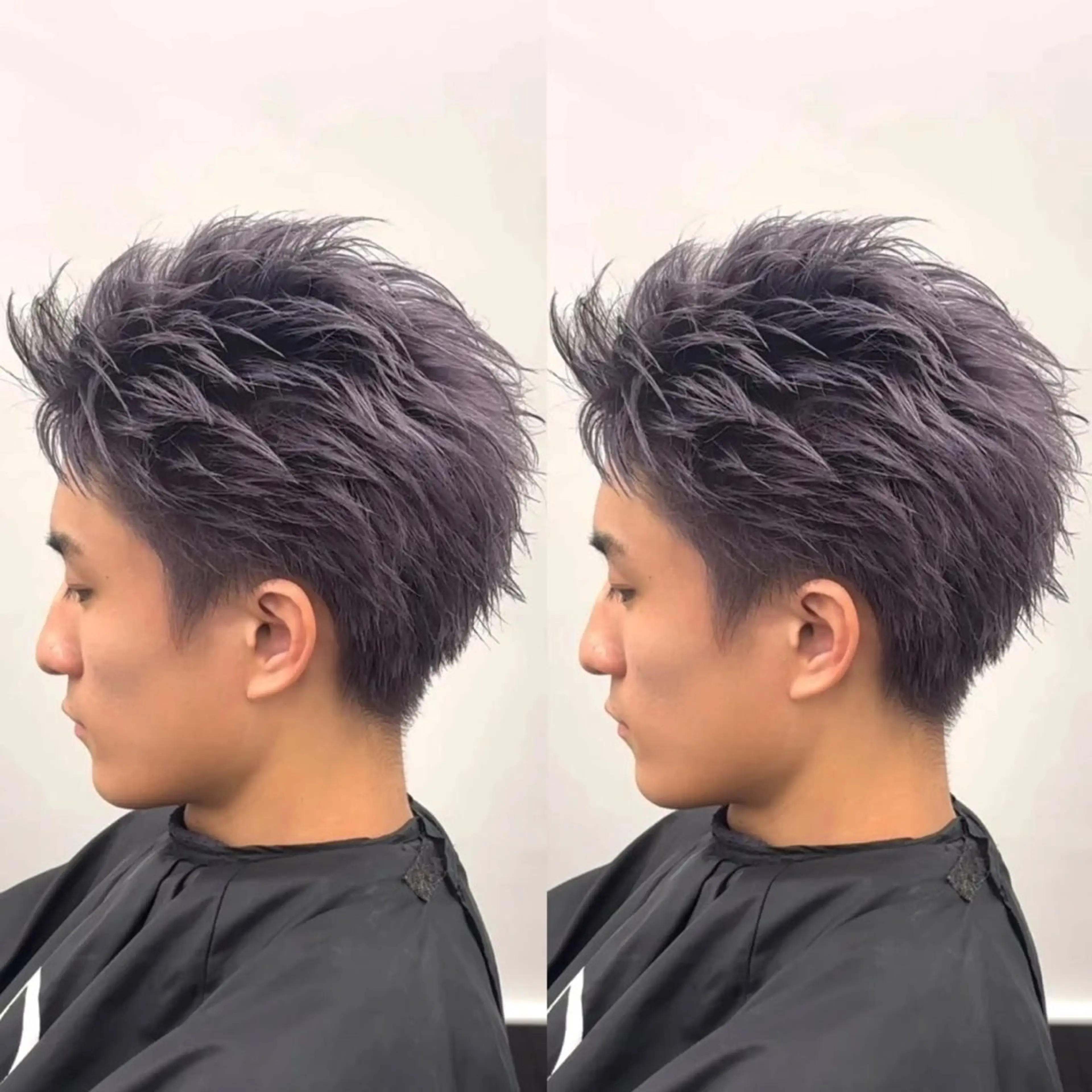 ショート カラー メンズ アップバング メンズブリーチ ブリーチ パープルカラー シルバー カット ヘアカラー トリートメント 渋谷✨メンズ特価✨ 泉　龍之介のヘアスタイル