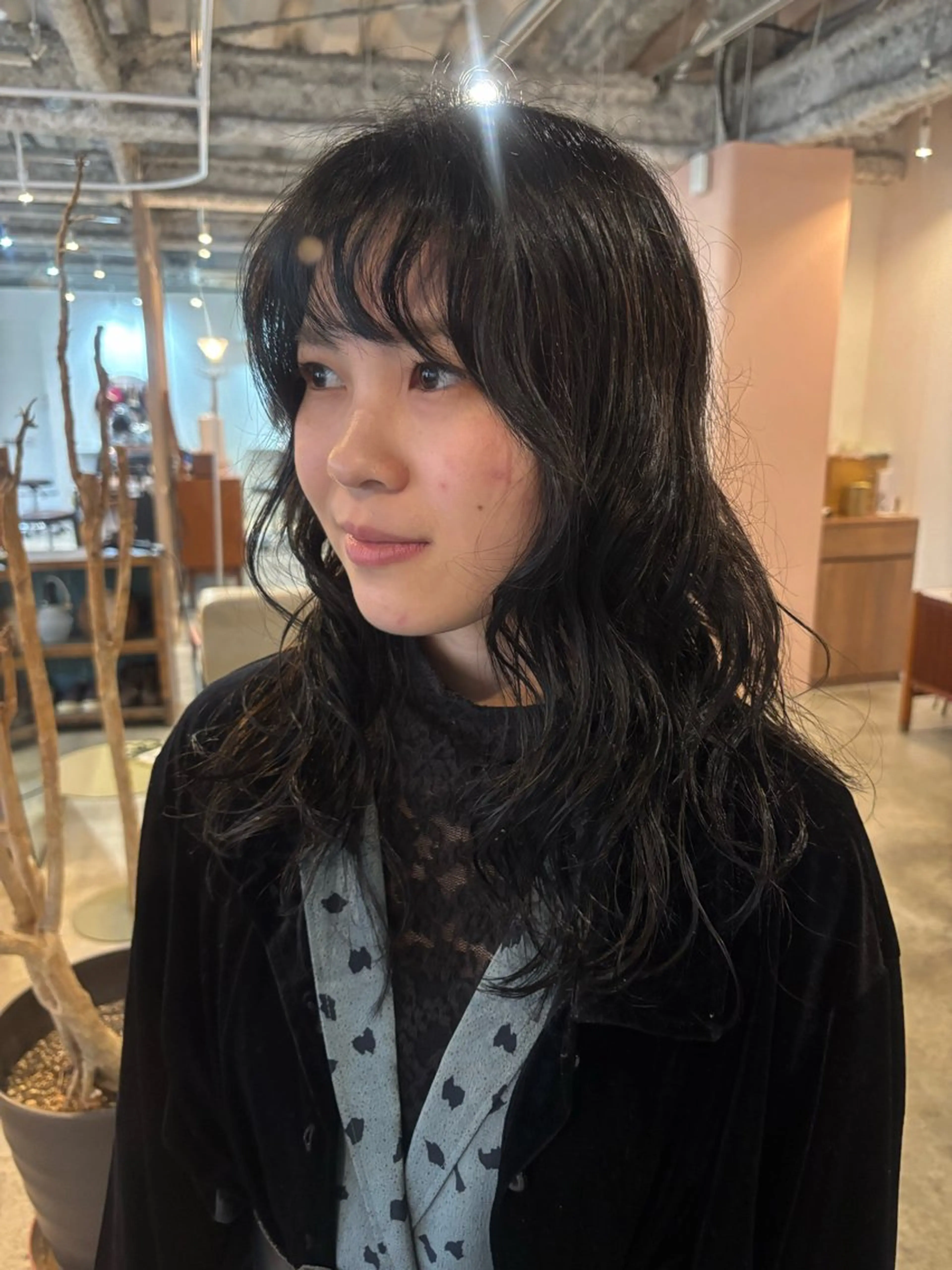 ミディアム カラー パーマ カット パーマ Hayashi Shioriのヘアスタイル