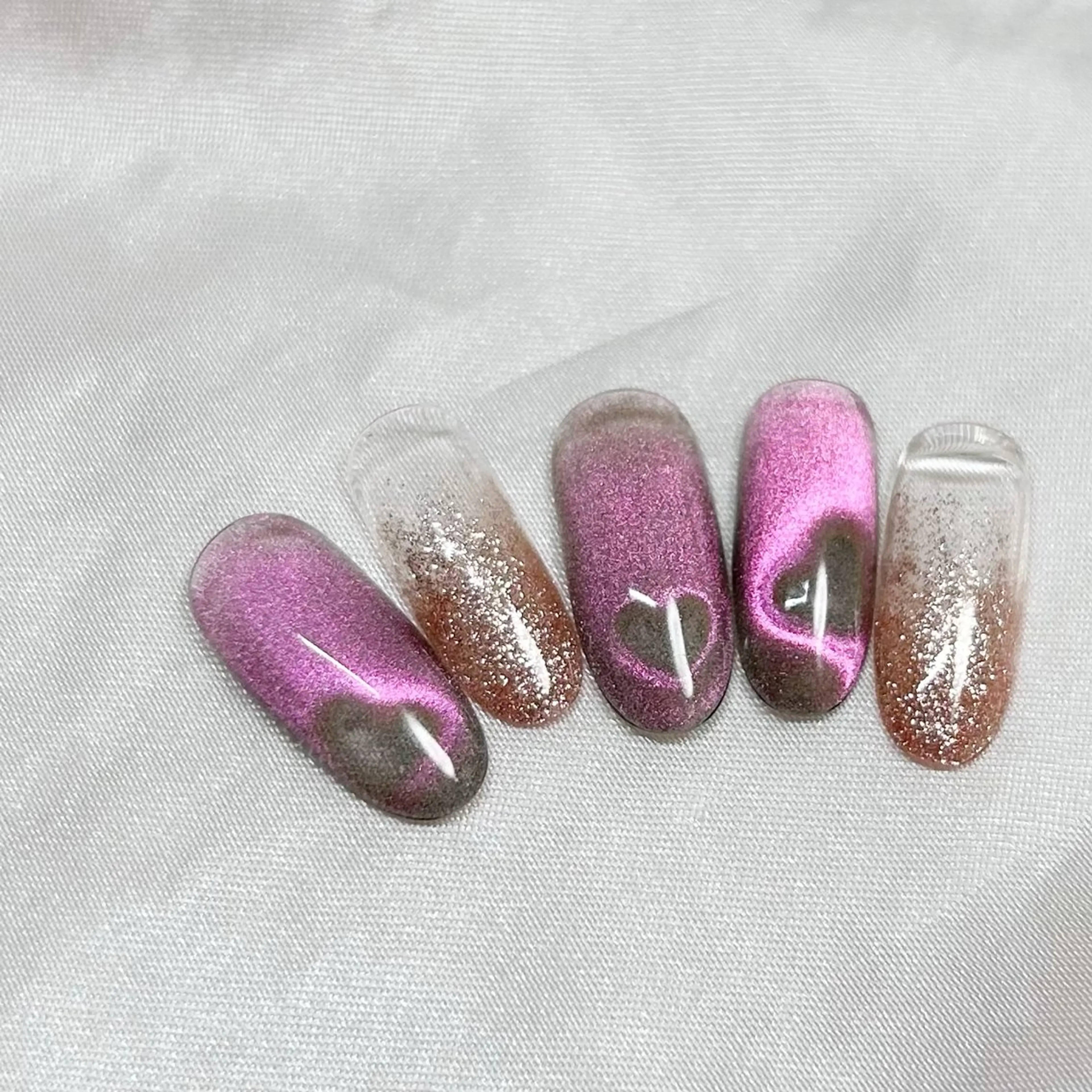 ネイル ハート マグネットネイル ハンドネイル ネイリストUSUI♡ パラジェルフィルインのネイルデザイン