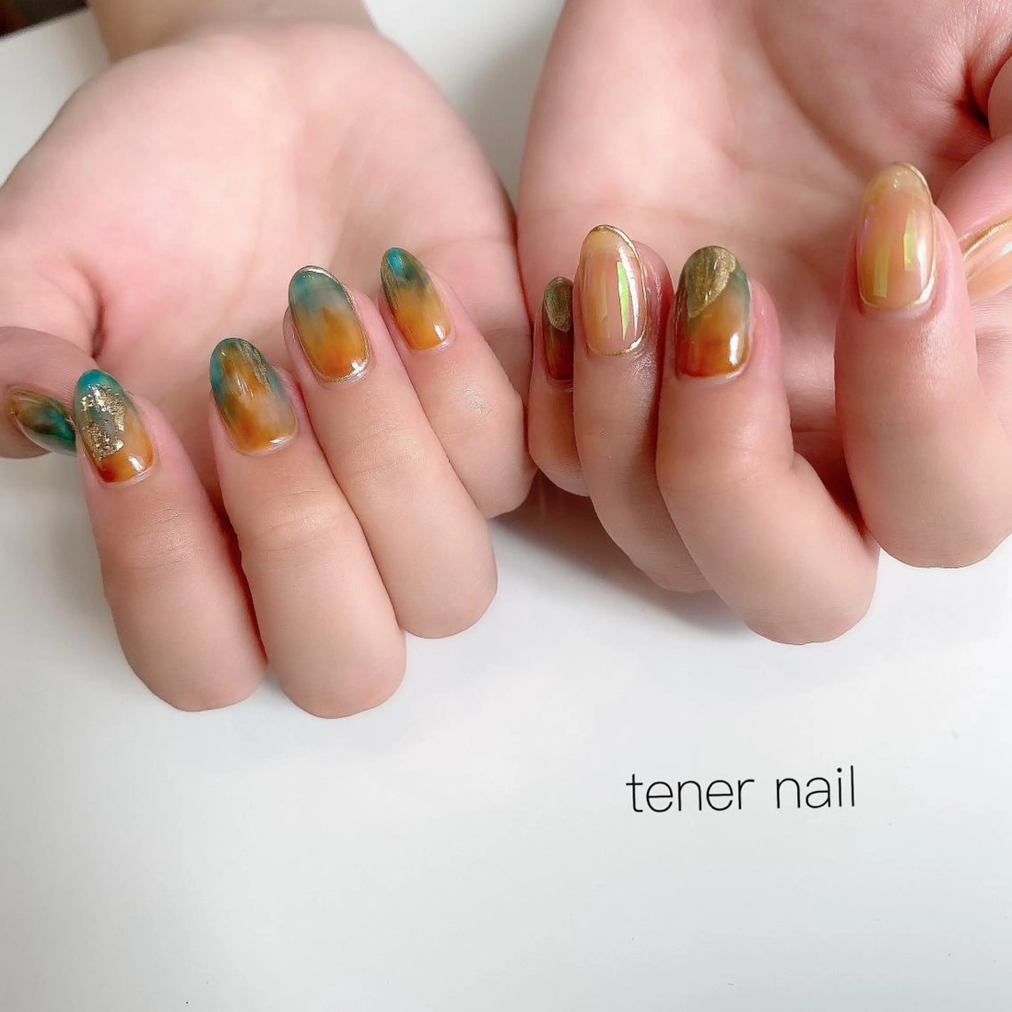 ネイル ブラウン オレンジ tener  nail  テネルネイル所属・テネルネイル tener nailのネイルデザイン