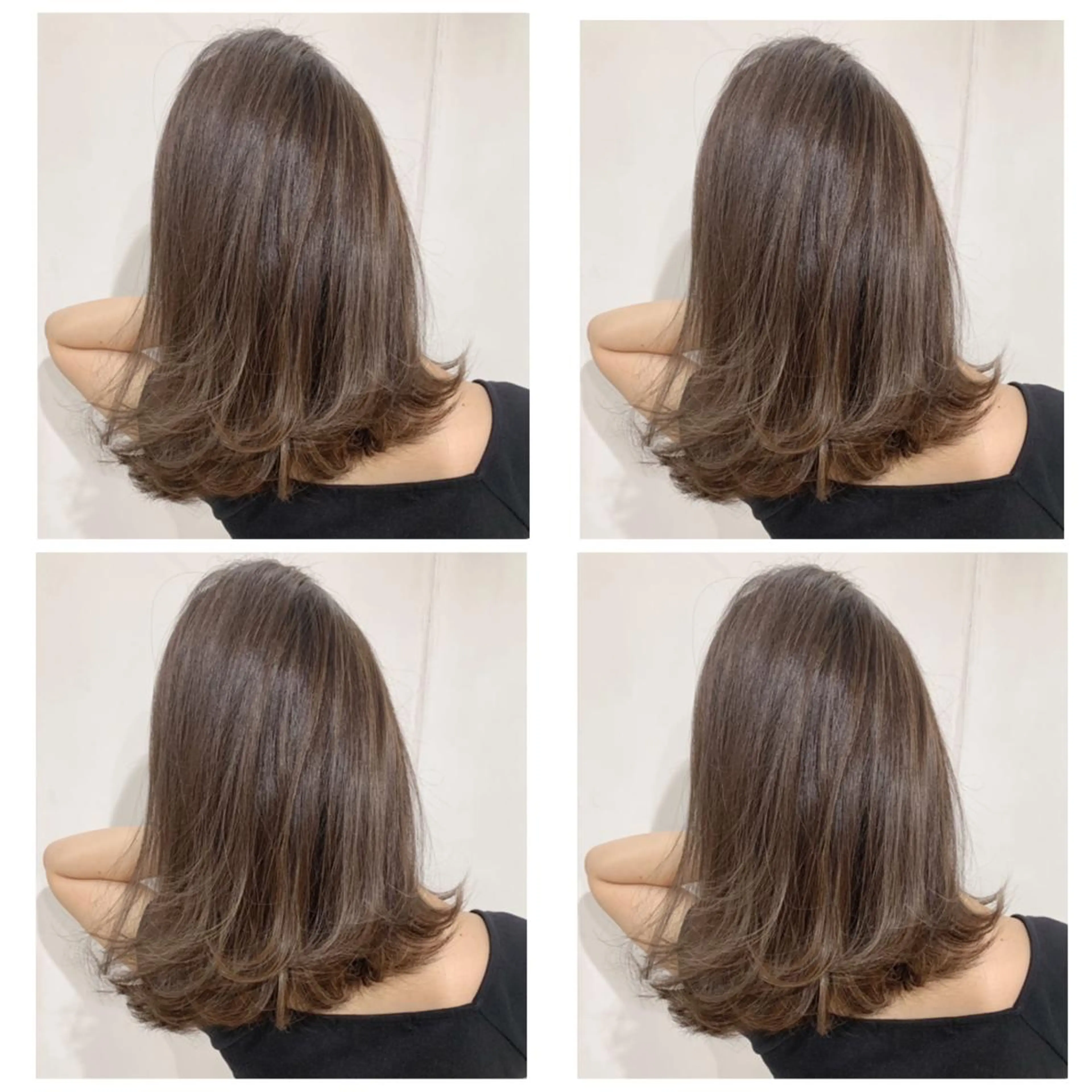 セミロング カラー アッシュ バレイヤージュ ブリーチ デザインカラー グレージュ カット ヘアカラー トリートメント 京都大人女性ショート 徒歩1分/秋山のヘアスタイル