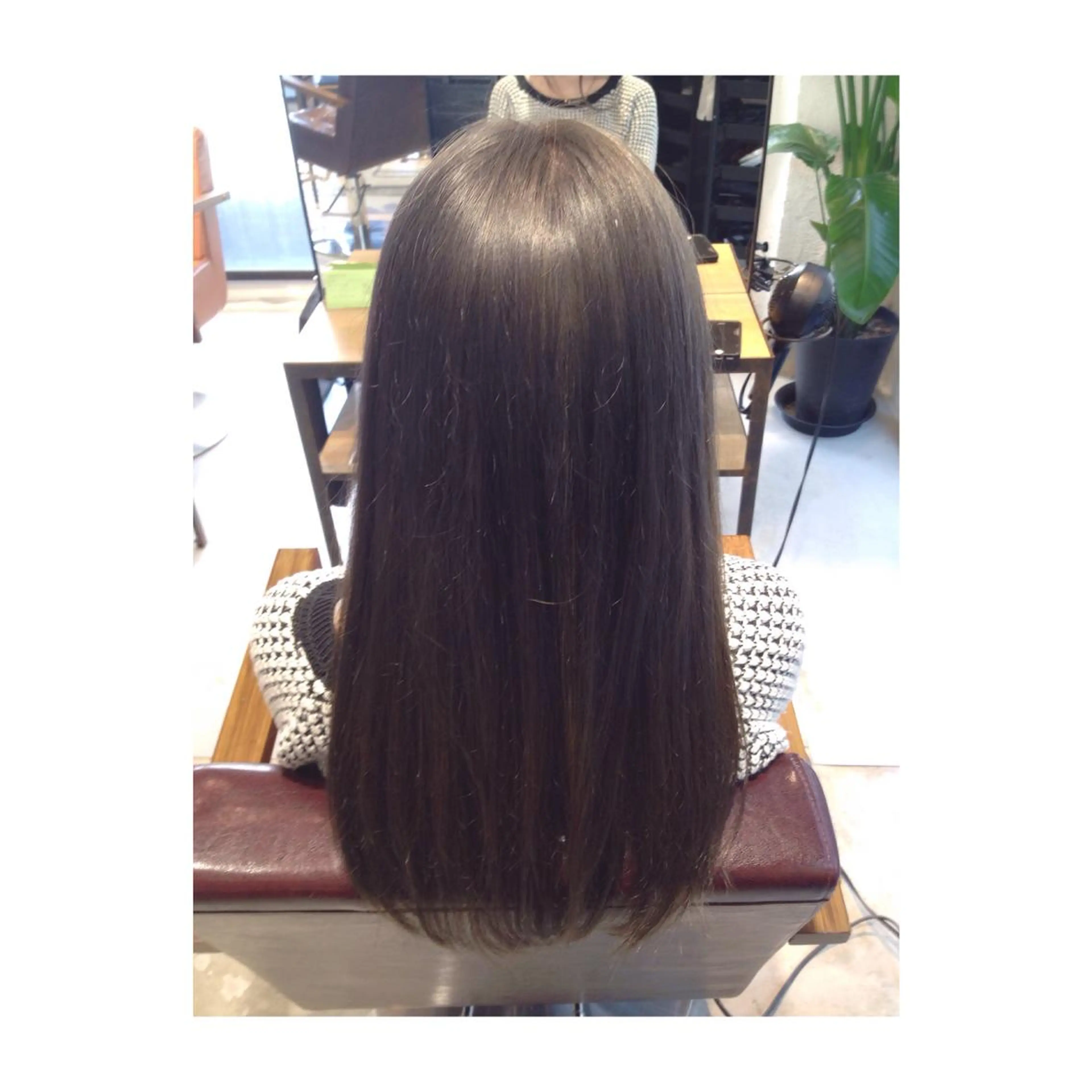 セミロング ロング カラー アッシュ アオガミ （前髪顔周りカット）のヘアスタイル