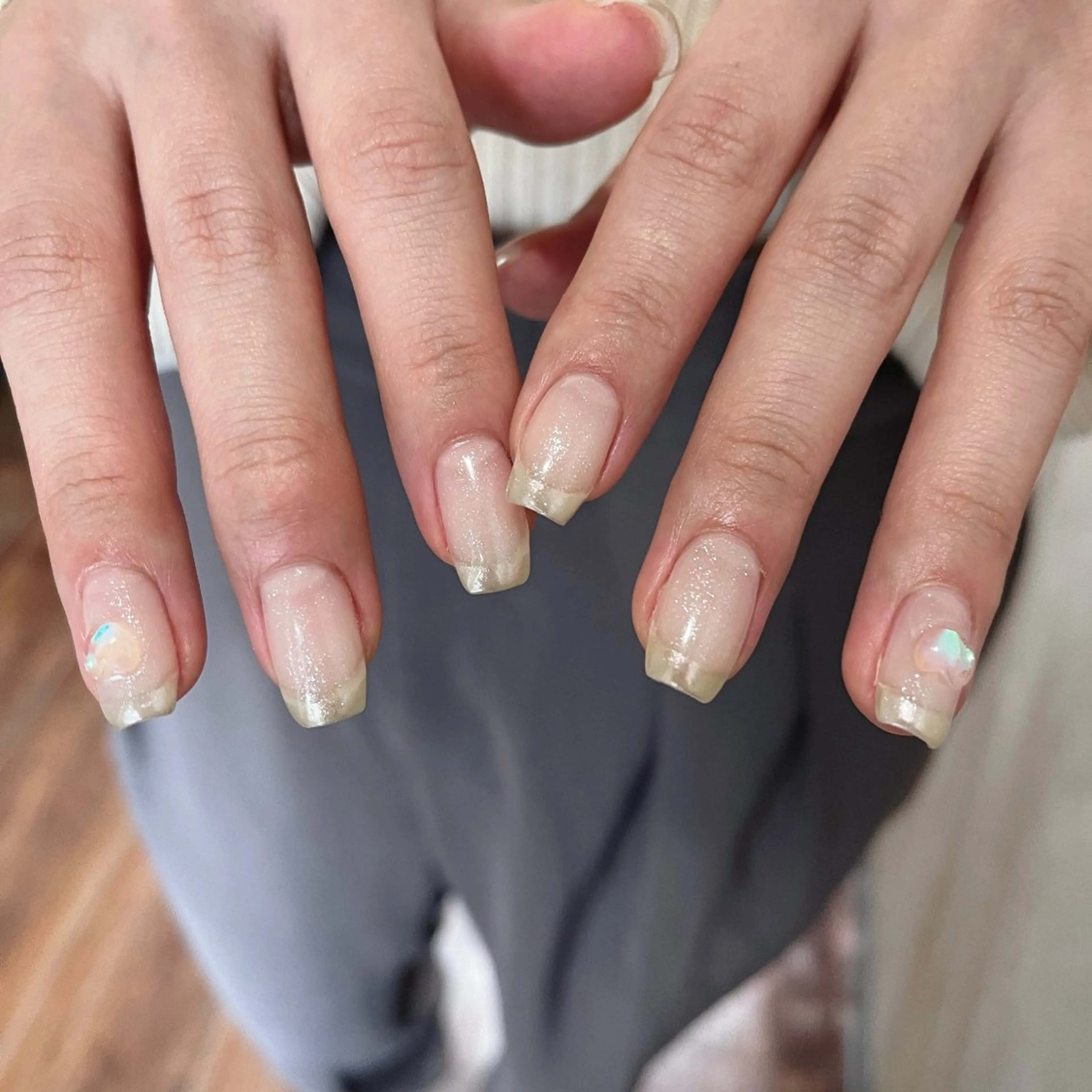 ネイル フレンチネイル ミラーネイル paragel /a k i n aのネイルデザイン