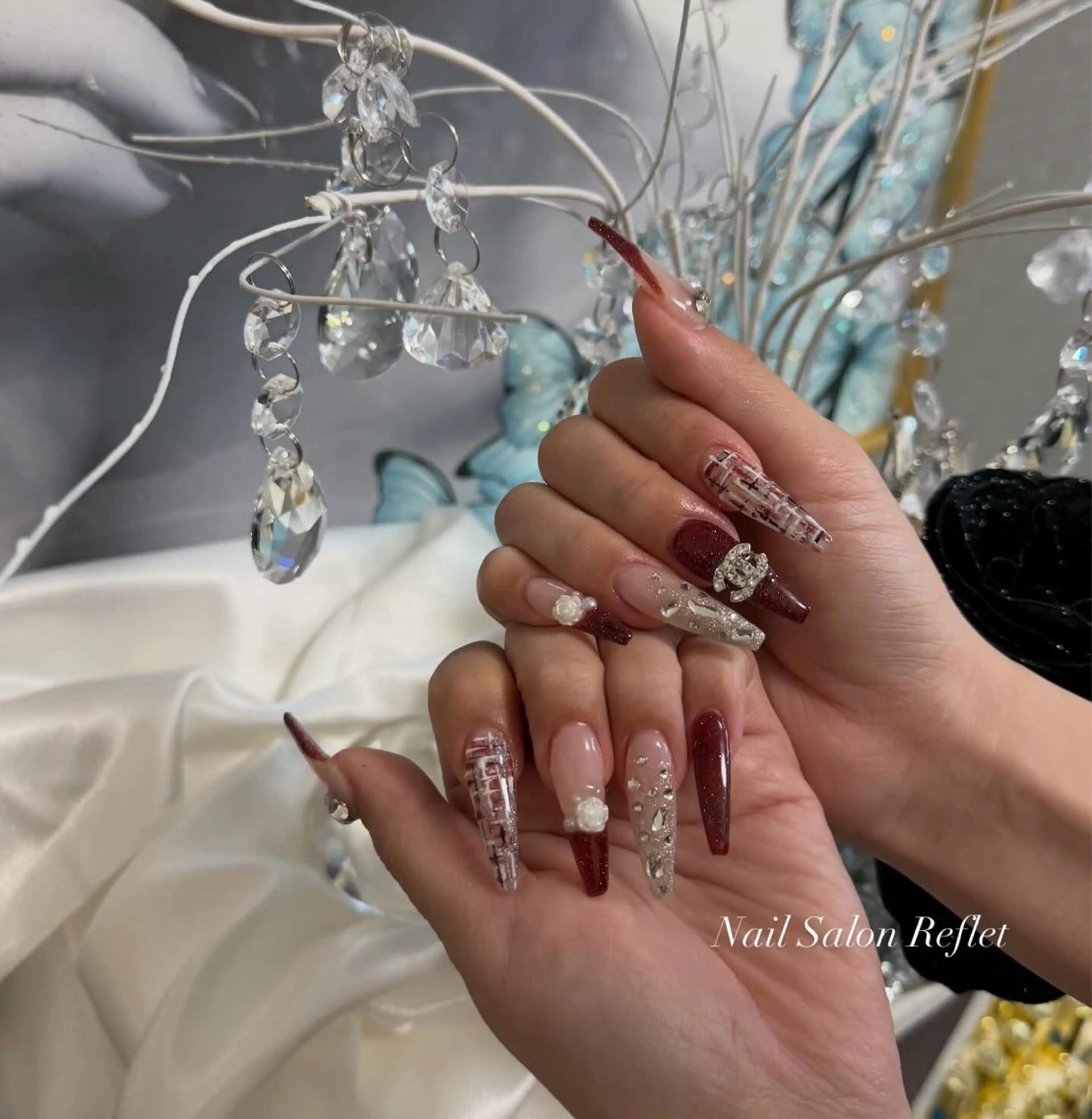 ネイル フラッシュネイル ロングネイル ハンドネイル nailsalon Refletのネイルデザイン