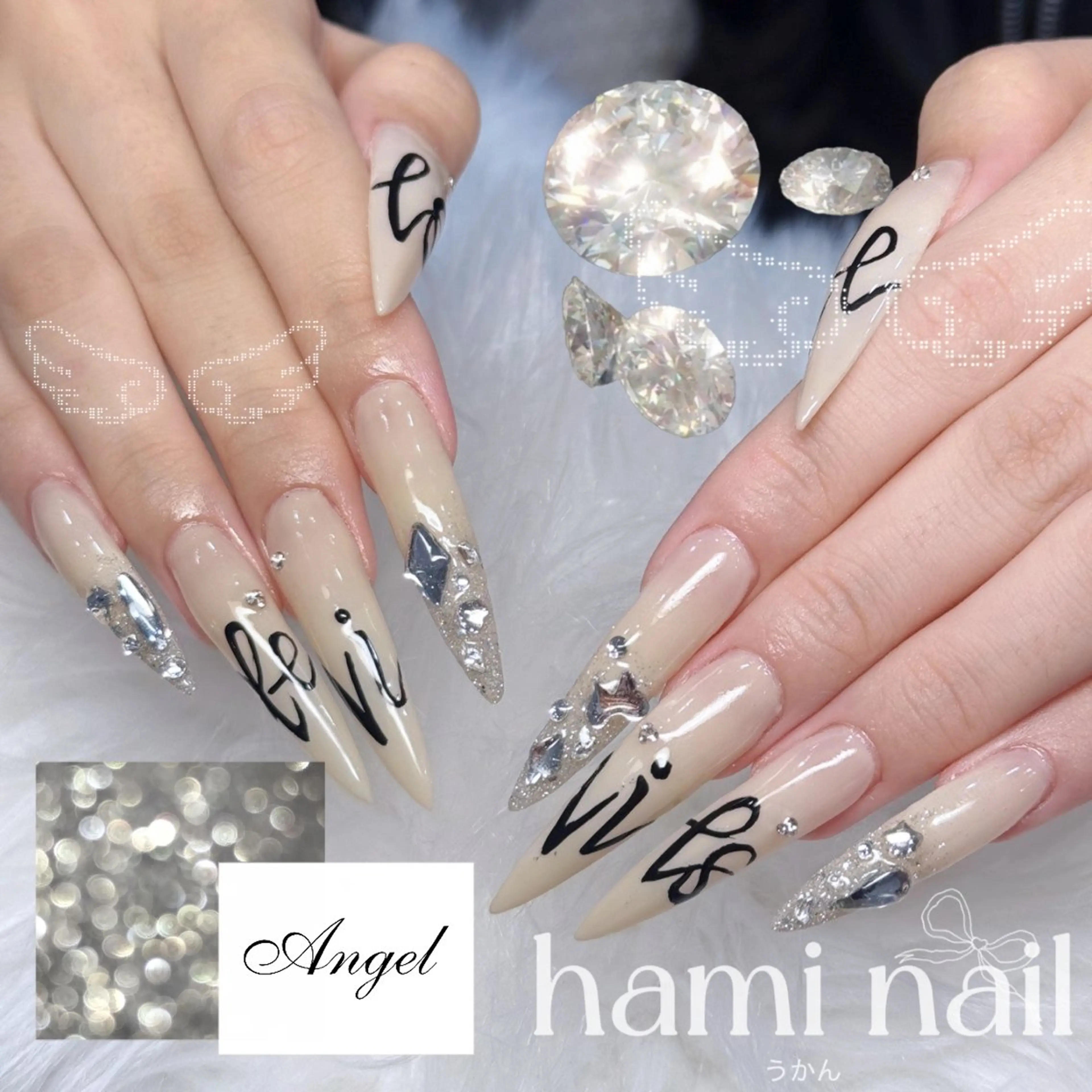 ネイル ハンドネイル hami🎀うかん 🎀チップ長さ出しのネイルデザイン