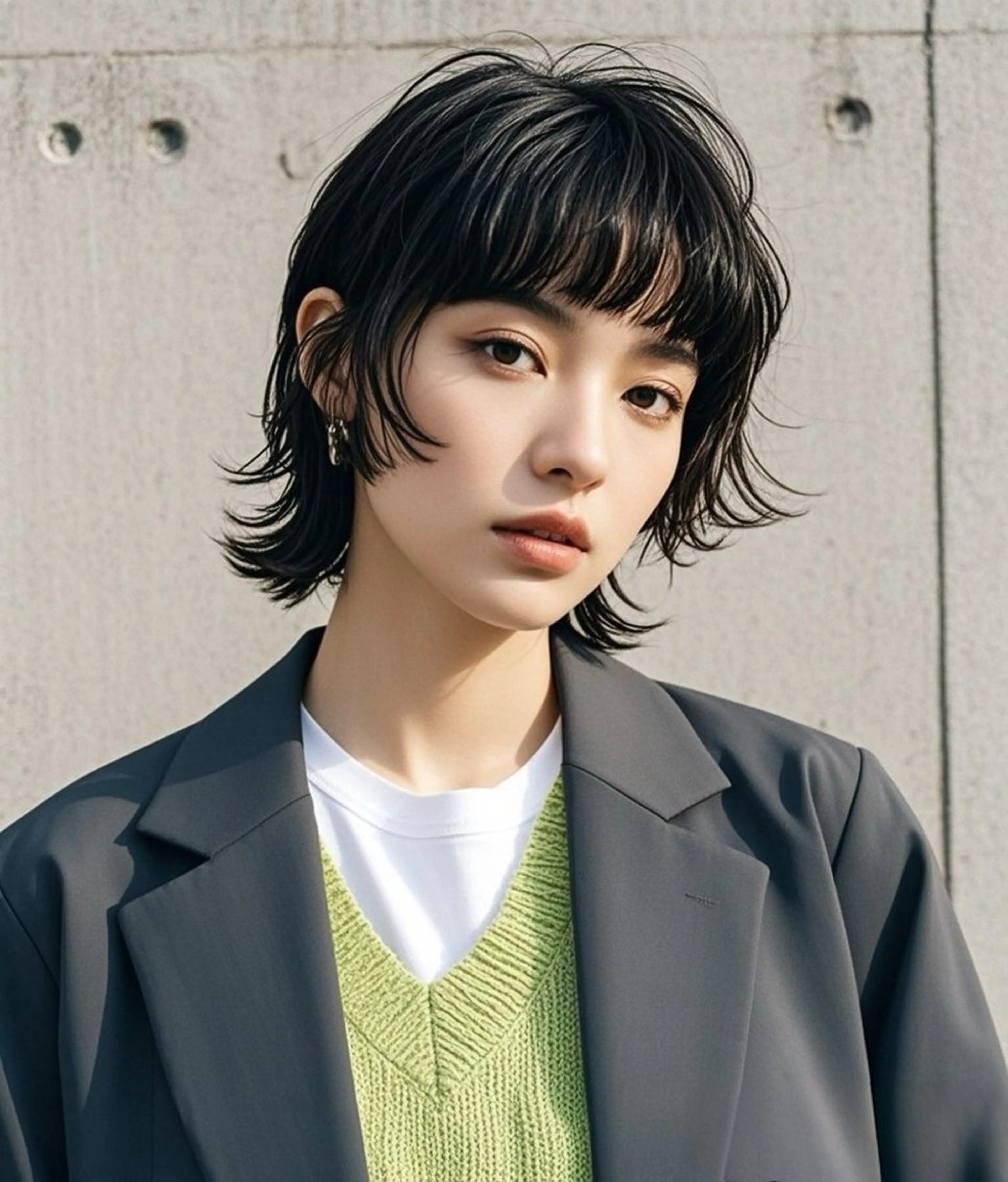 ショート ショートボブ アッシュ ボブ くびれヘア ハッシュカット カット ヘアカラー トリートメント ウルフカット 811 大阪梅田 ウルフのヘアスタイル