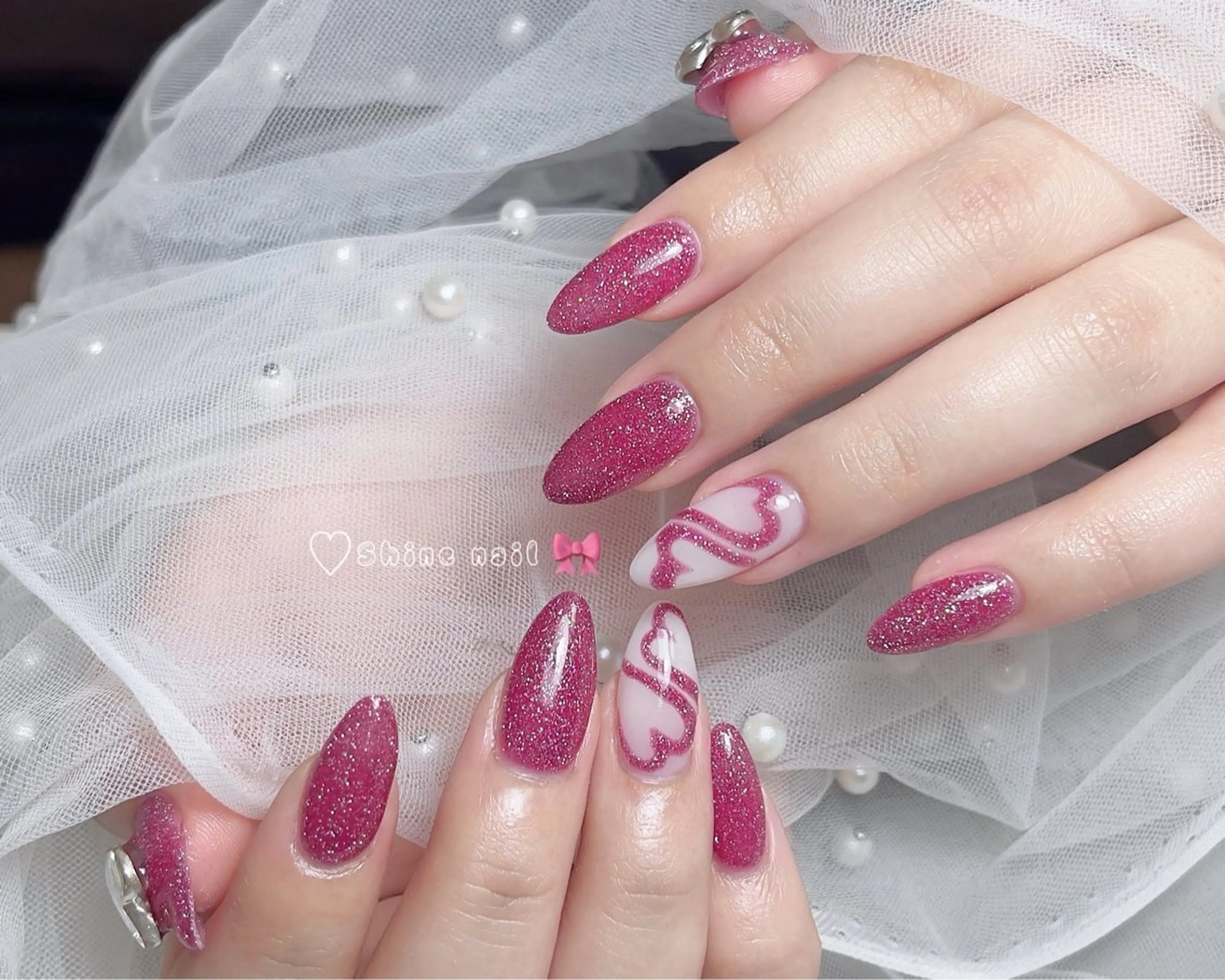 ネイル 〜Shine Nail〜【サイナネイル】パラジェル／ 長さだし／持ち込み／ワンホン／フィルイン所属・shine 🎀 長さだし&デザインのネイルデザイン