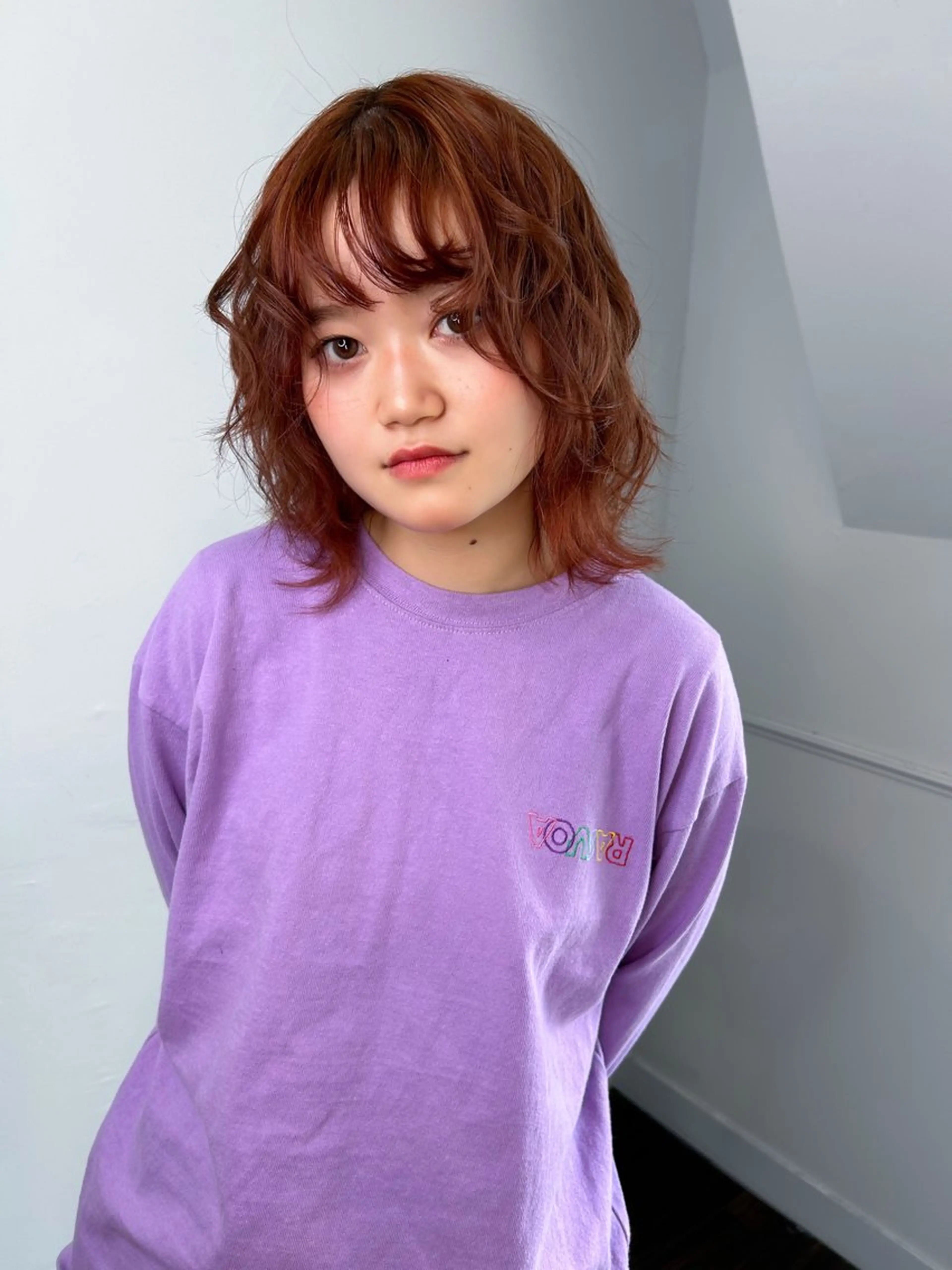 ミディアム カラー ヘアアレンジ ミディアムパーマ ブリーチ ブラウンカラー カシス ダブルカラー 🌼memoto 東三国店🌼のマツエク・マツパデザイン