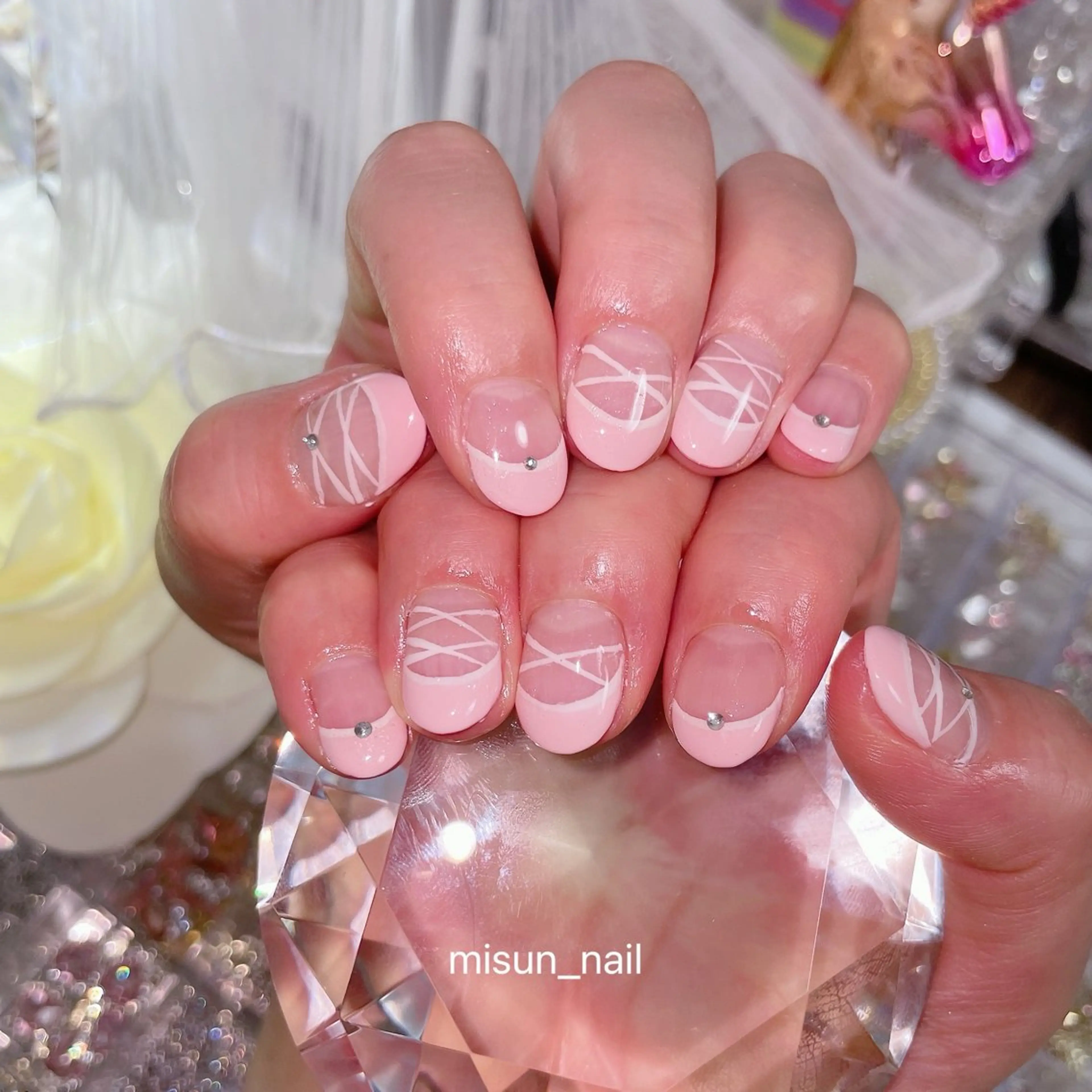 ネイル アートネイル オーロラネイル チークネイル 長さ出し フラッシュネイル misun_nail所属・misun_ nailのネイルデザイン