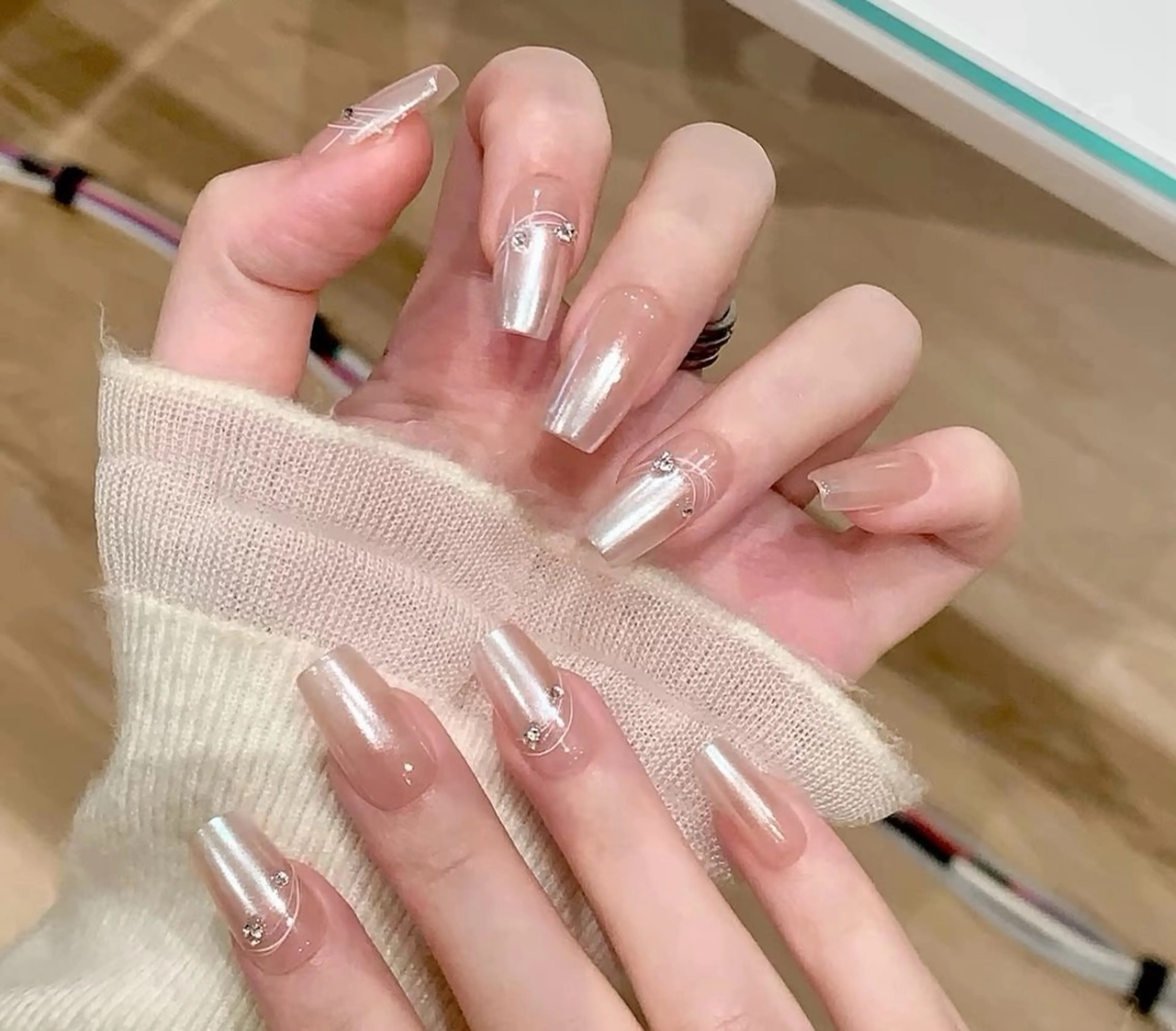 ネイル チークネイル 長さ出し フレンチネイル ガーリー 韓国ネイル sun nail池袋 モデル募集のネイルデザイン