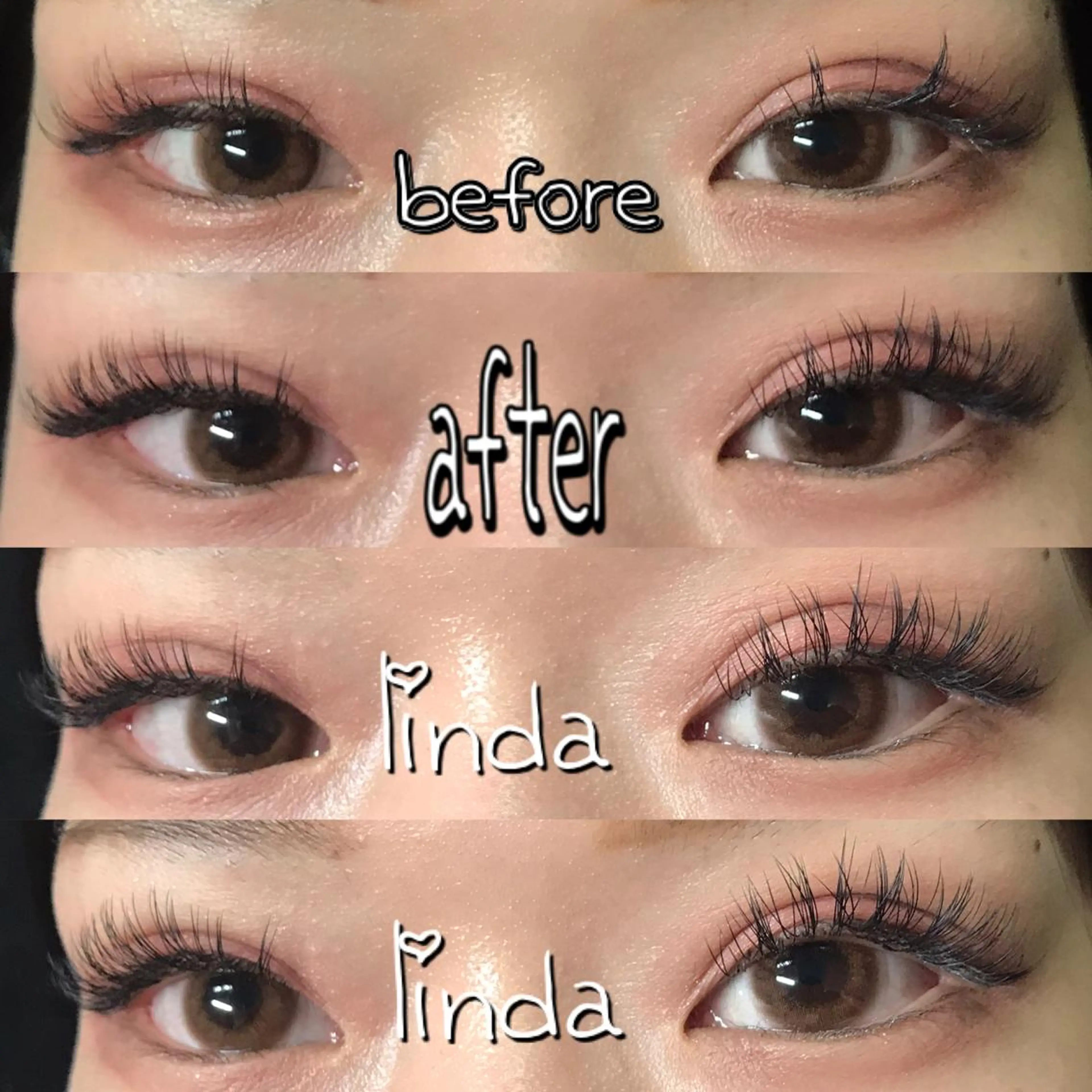 マツエク・マツパ 付け放題 フラットラッシュ ナチュラル linda lashesのマツエク・マツパデザイン