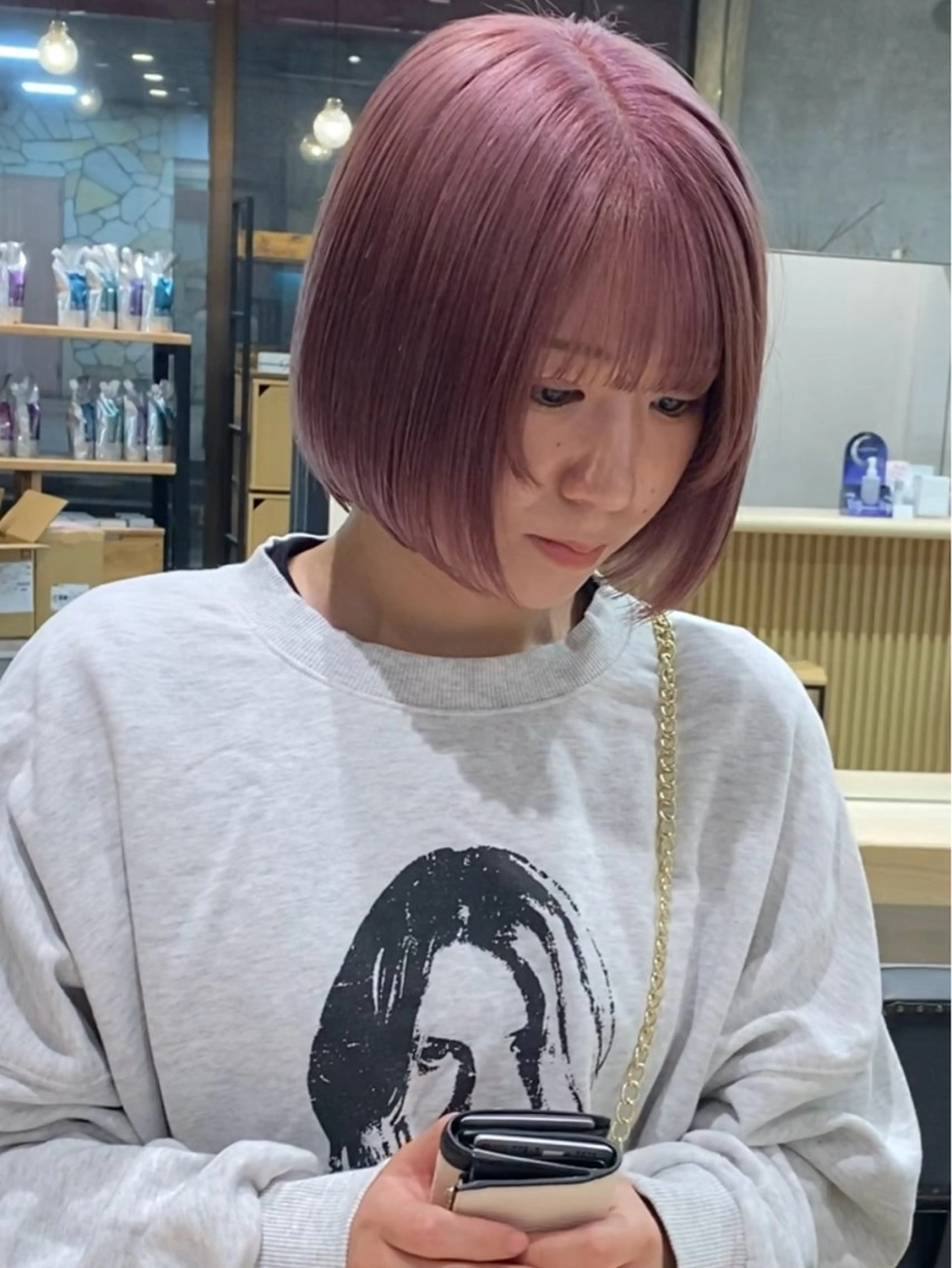 ショート カラー ブリーチ ダブルカラー イルミナカラー ブリーチなしカラー ボブ カット ヘアカラー トリートメント LUCK 本厚木店のヘアスタイル