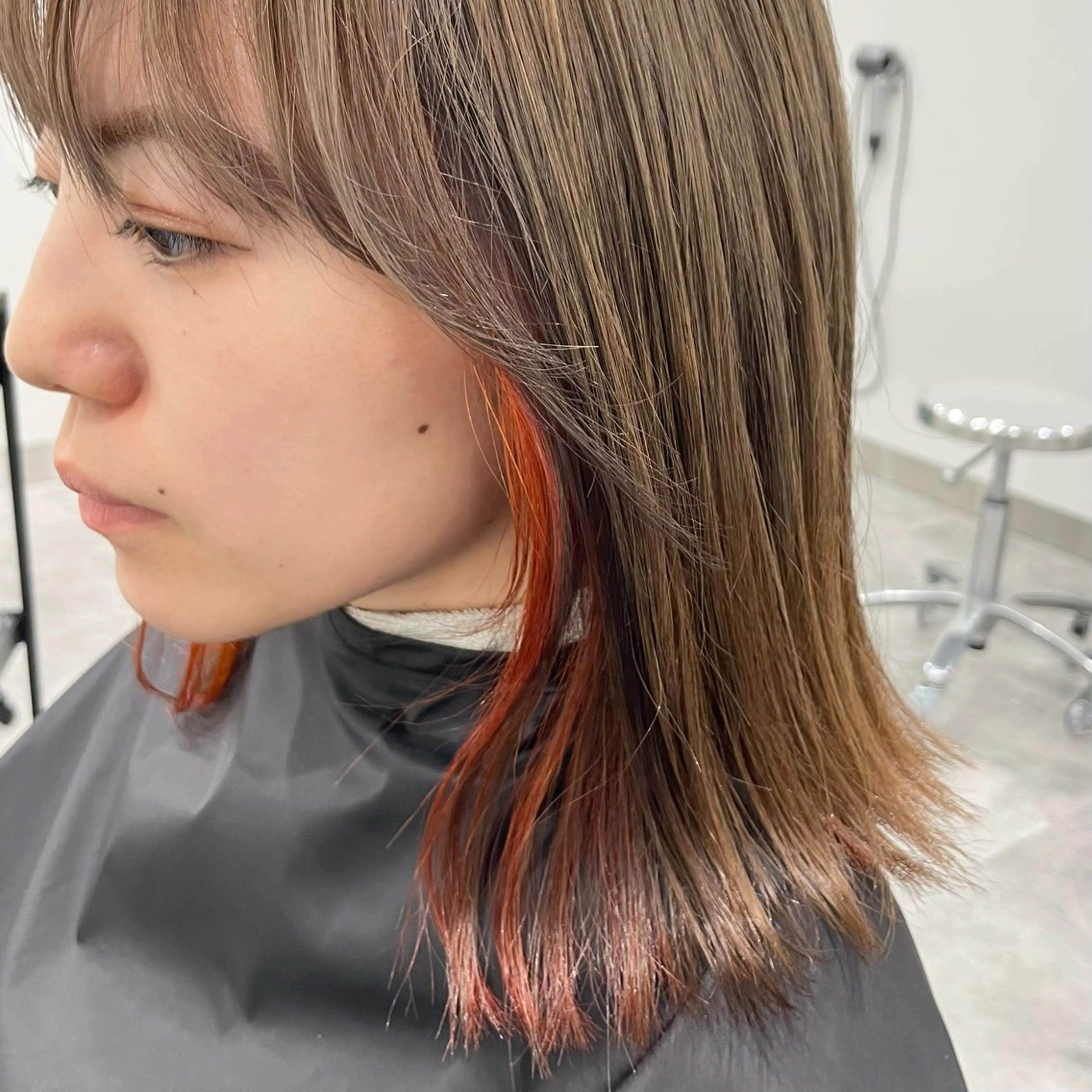 ミディアム カラー オレンジ 🍀ケアブリーチ🍀 木下 心のヘアスタイル