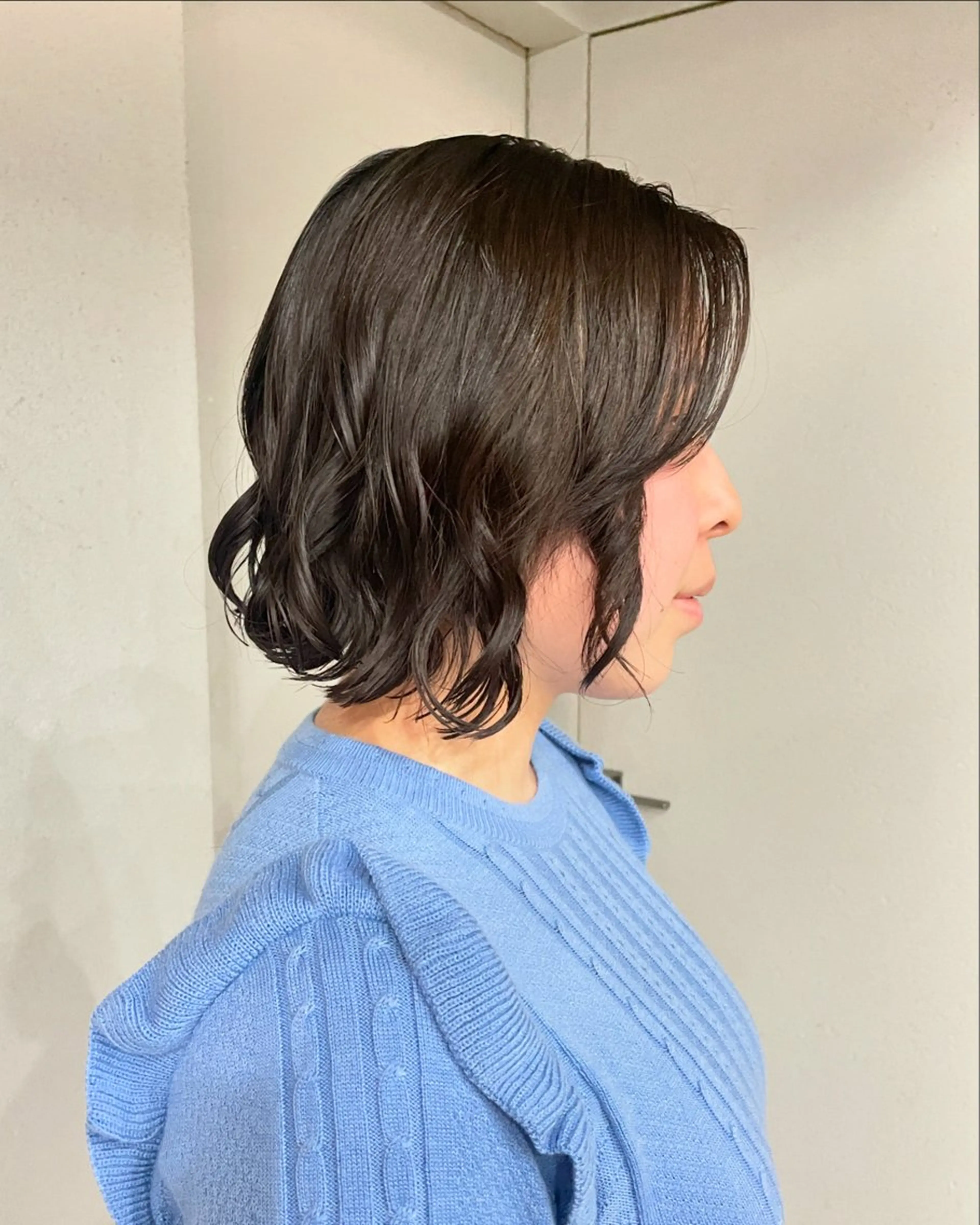 ミディアム カラー カット パーマ 表参道/髪質改善・ 透明感 colorのヘアスタイル