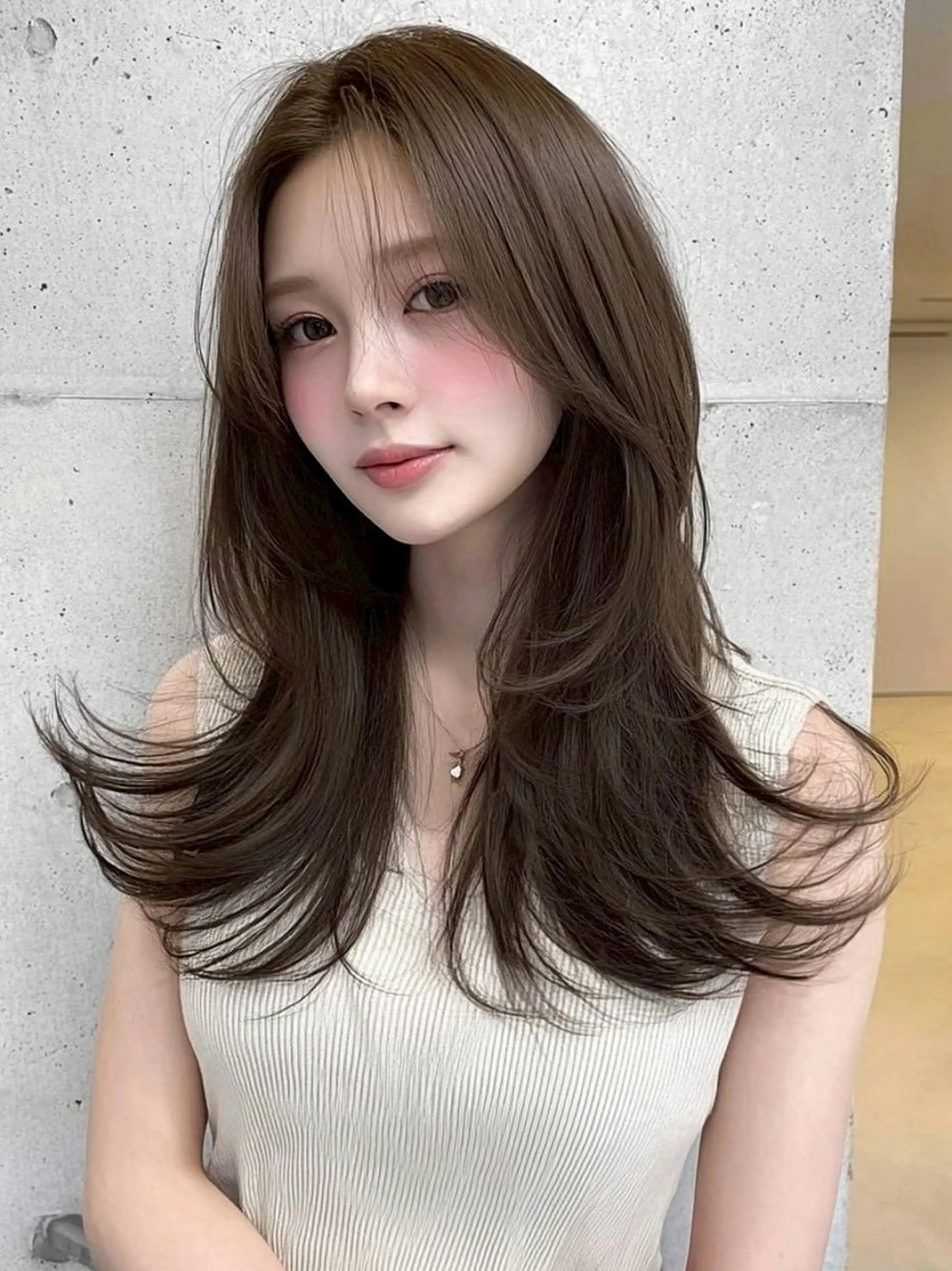 ロング カラー 透明感カラー 髪質改善 縮毛矯正 カット ヘアカラー トリートメント りきと🦋河原町 縮毛矯正/艶カラーのヘアスタイル